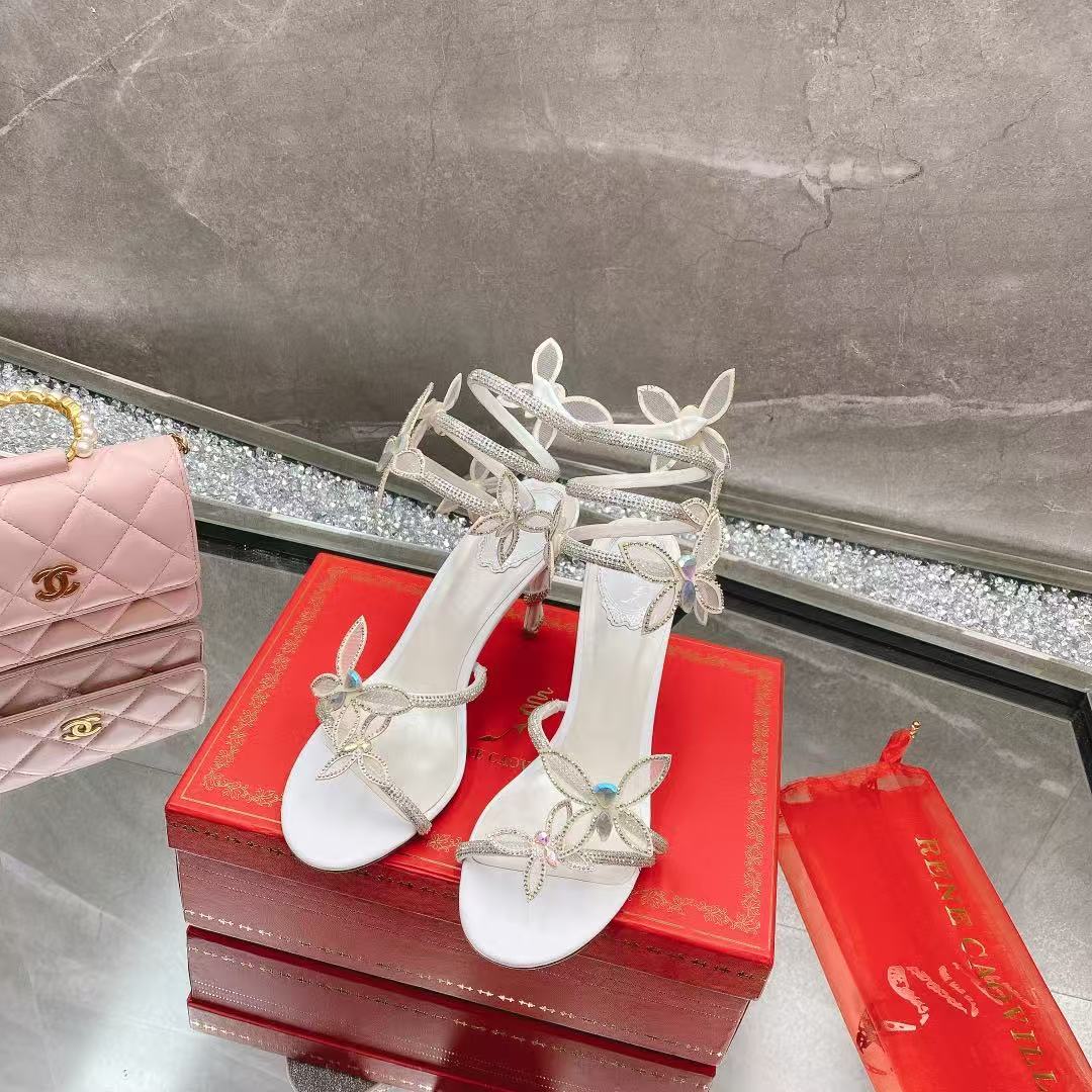 RENE CAOVILLA Butterfly Snake-shaped strappy crystal women's sandals