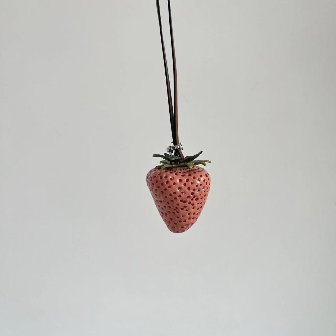 Simulated strawberry bag pendant