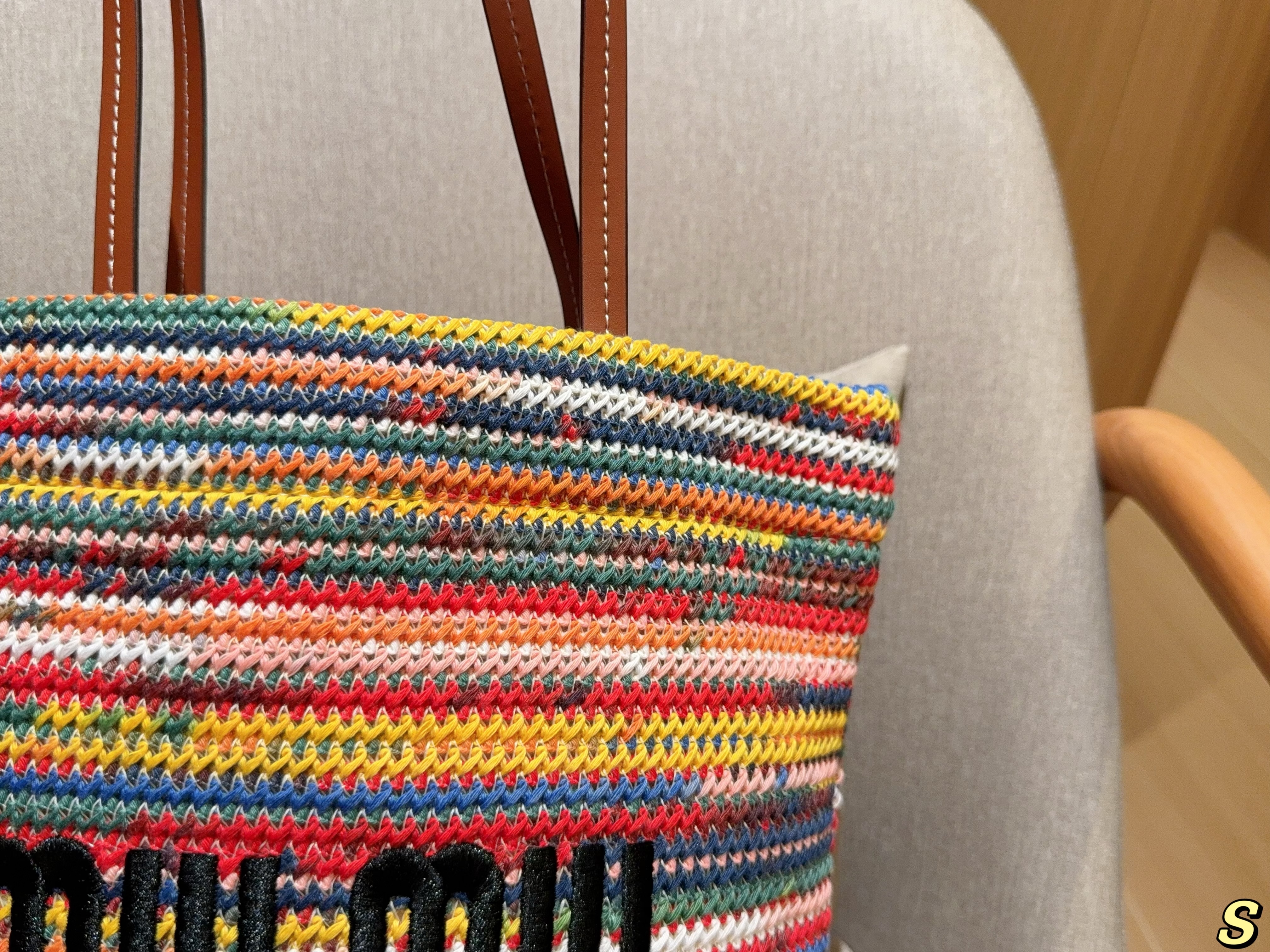 Miumiu striped tote bag