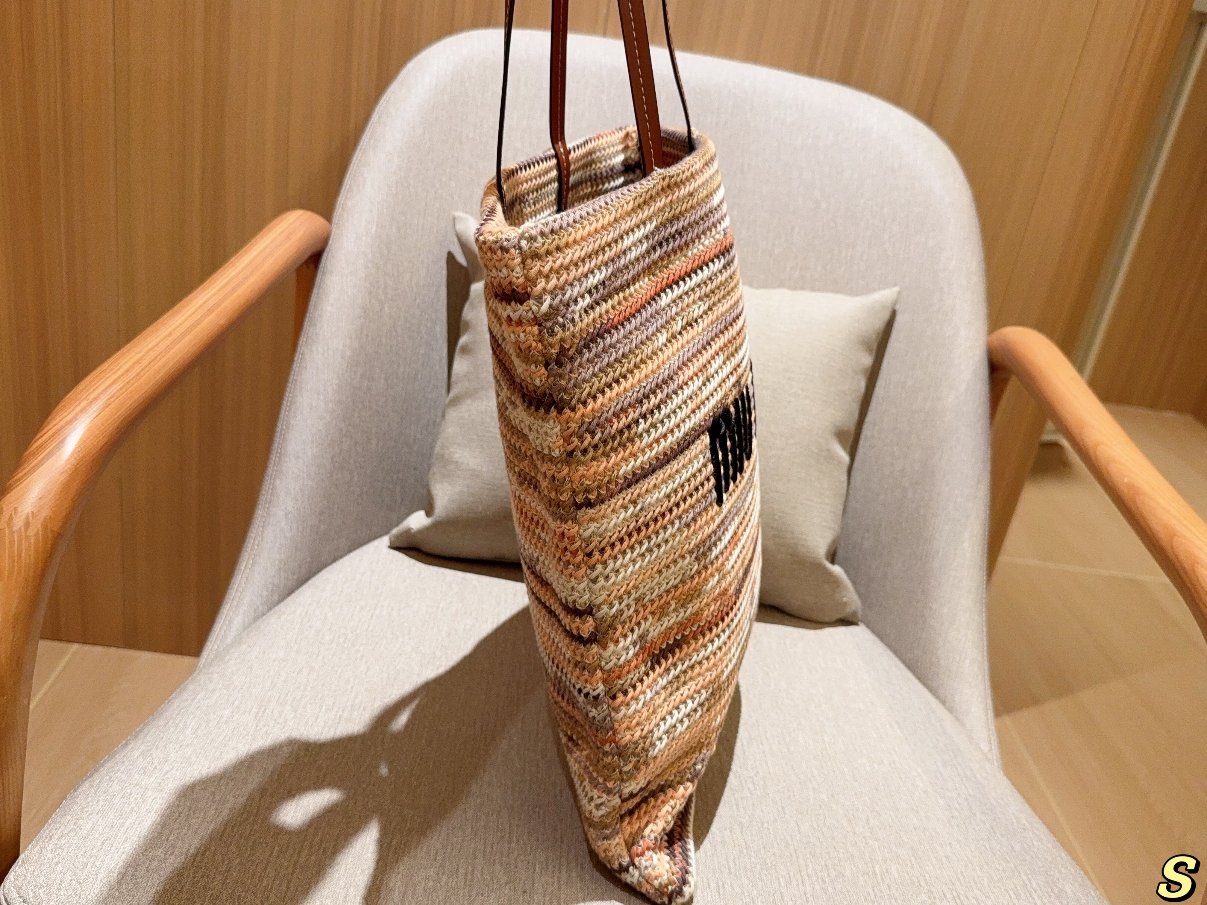 Miumiu striped tote bag