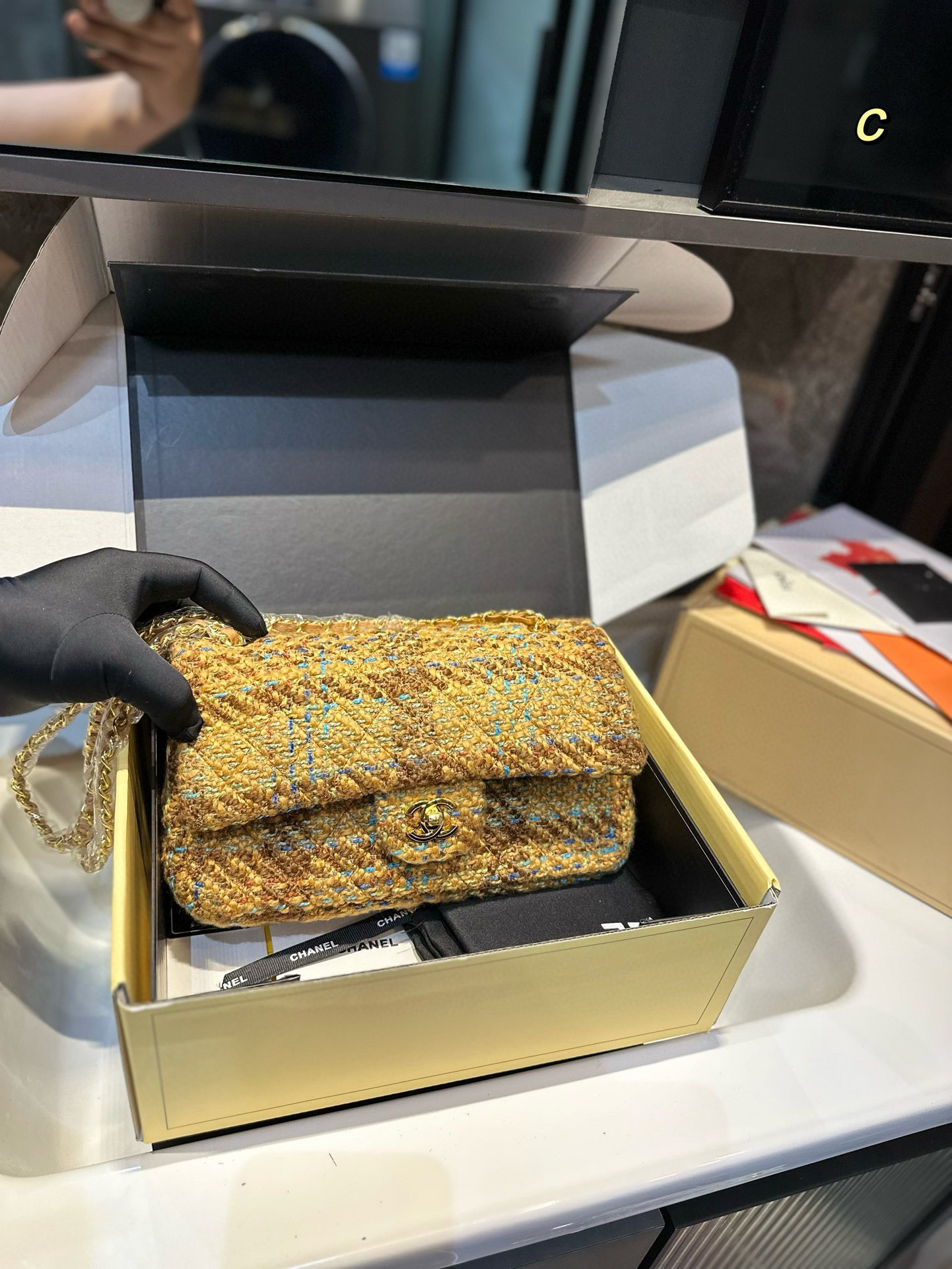 Chanel woolen CF bag