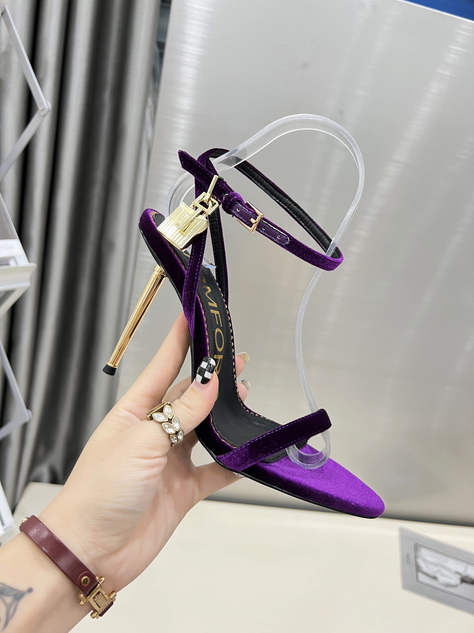 Tom Ford Gold Lock high heels