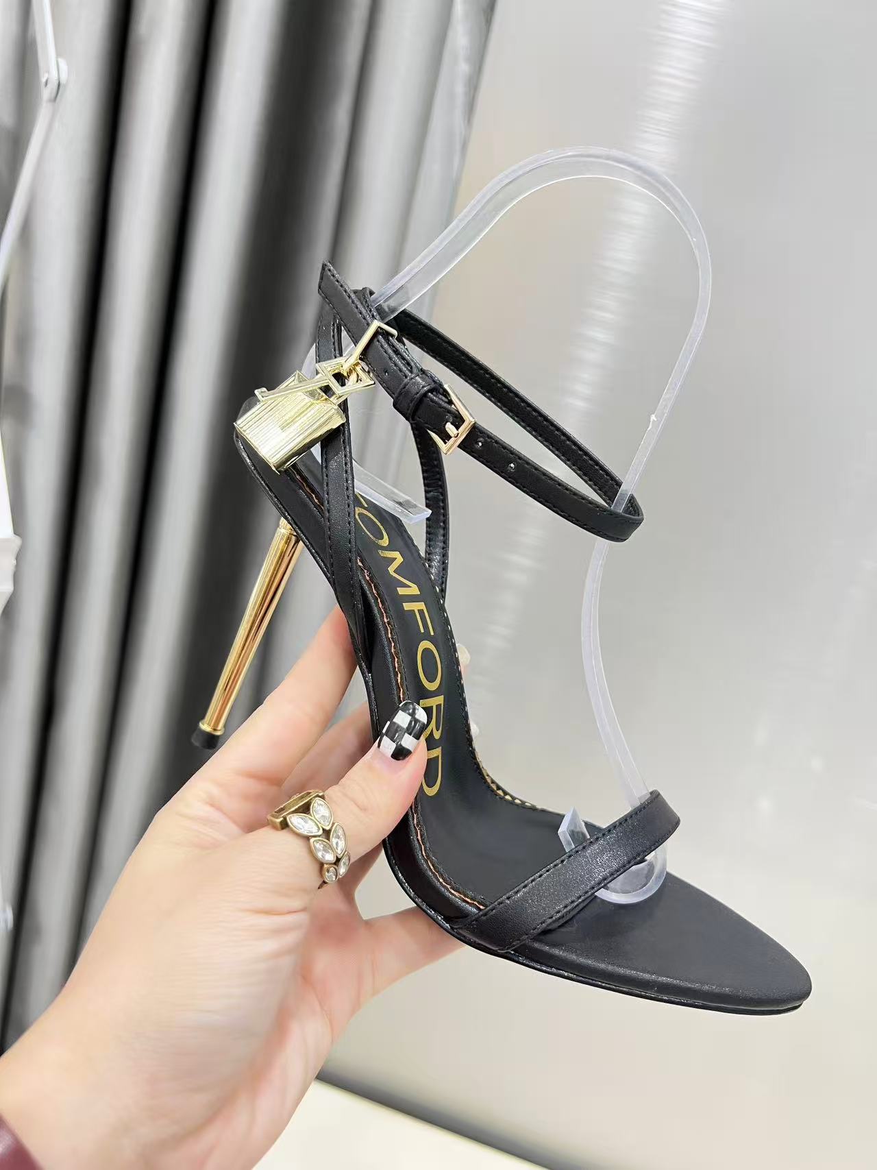 Tom Ford Gold Lock high heels