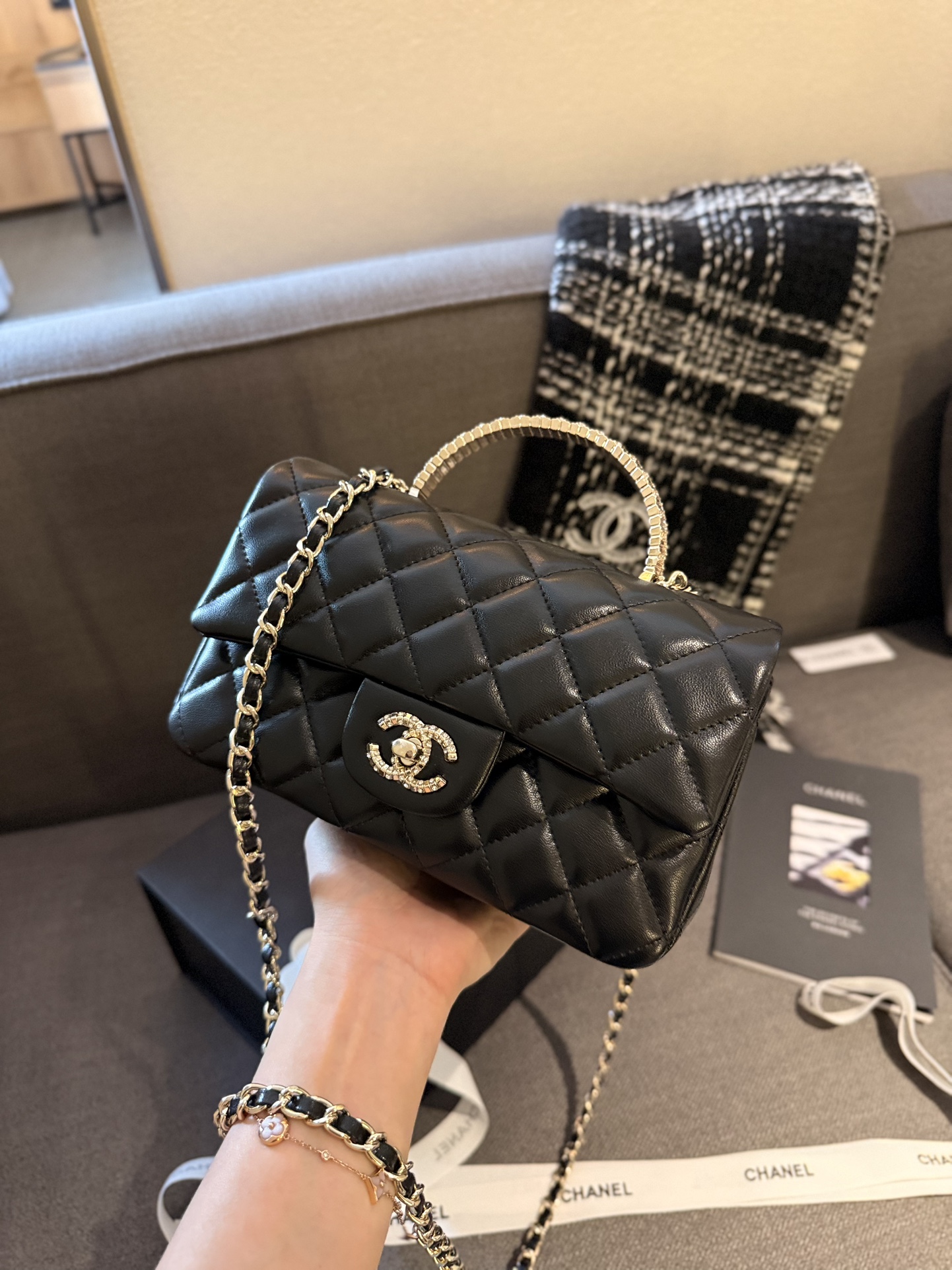 Chanel 24c rhinestone handle diamond bag