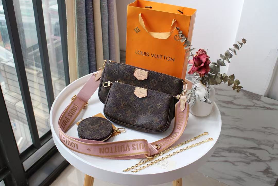 High quality LV Multi Pochette Accessories Monogram three piece set