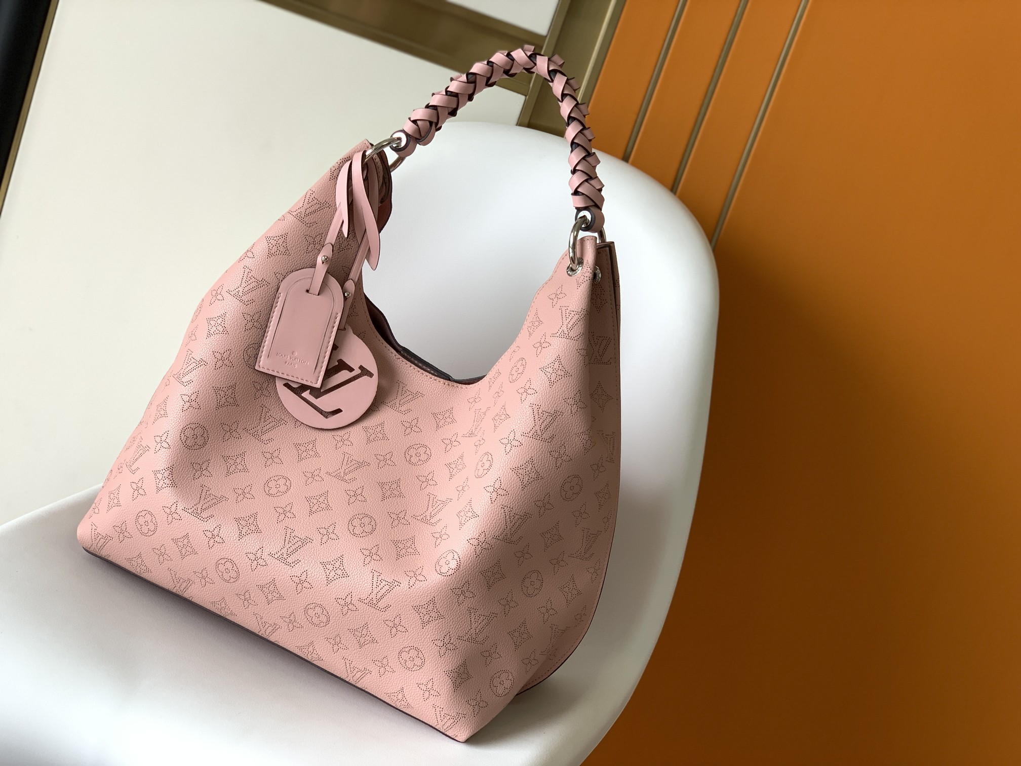 Top version LV carmel taurillon cowhide leather handbag
