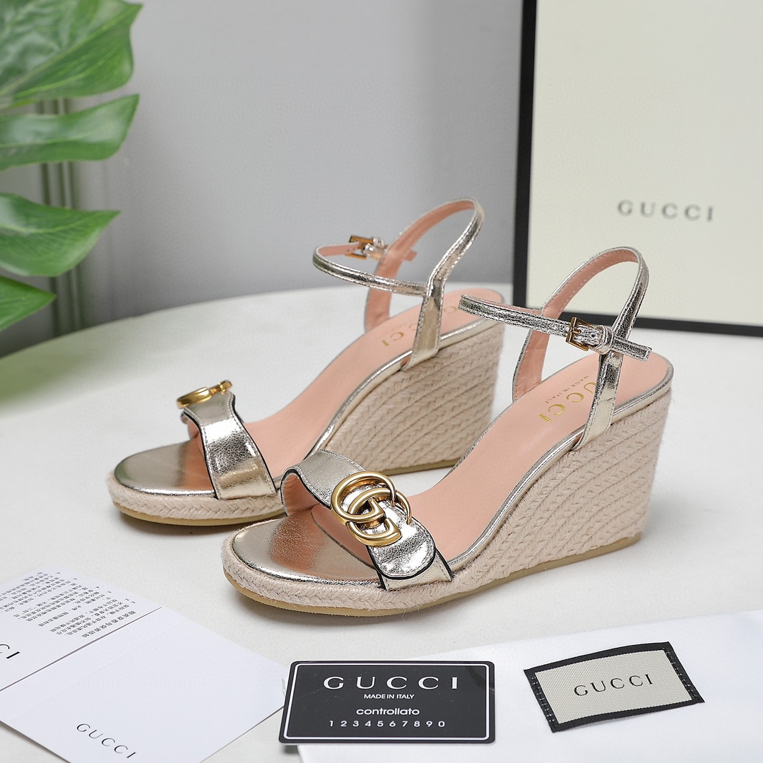 High quality Gucci Pegged-toe platform sandals shoes