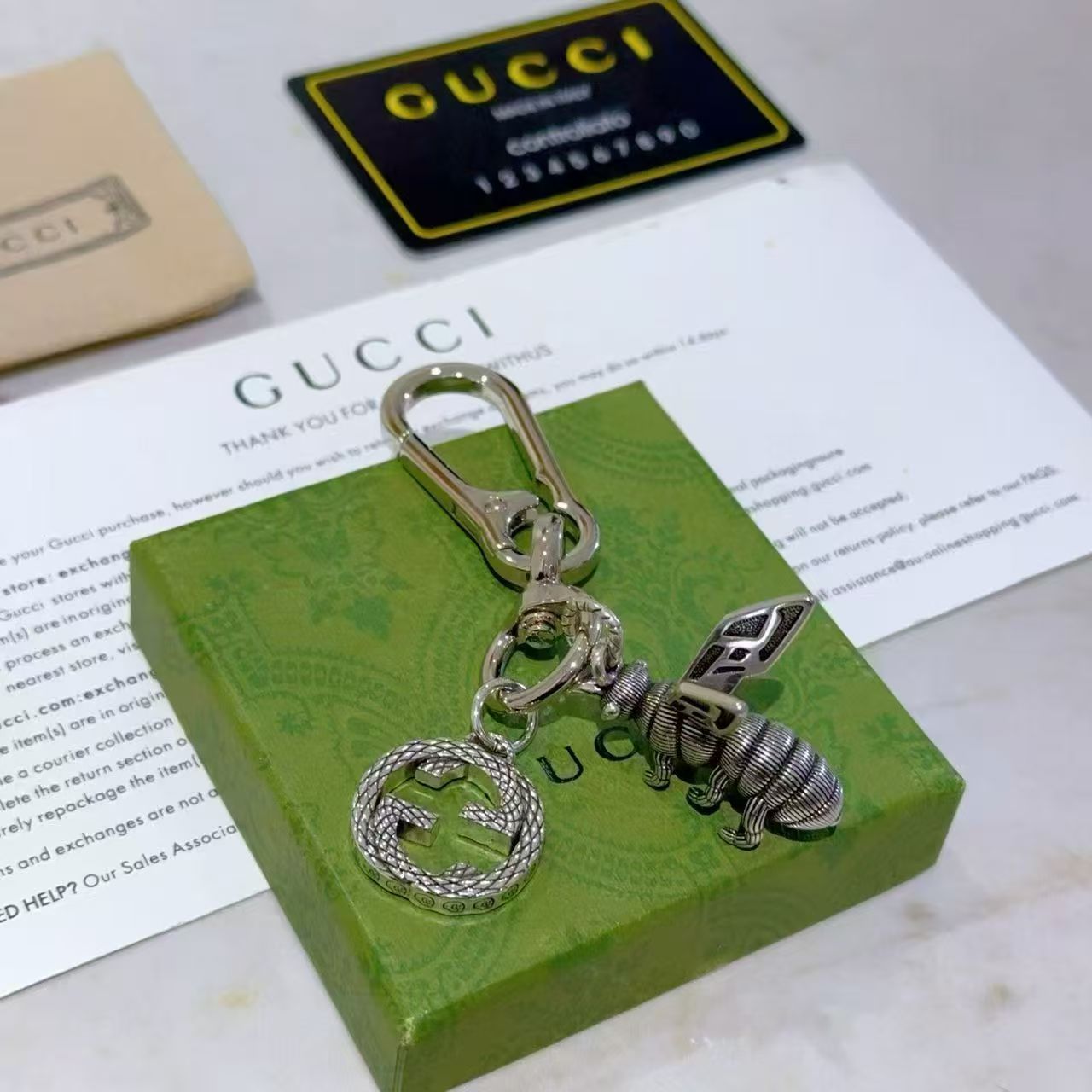 Gucci Keychain Bag Clasp - Anger Forest - Double G Classic Design