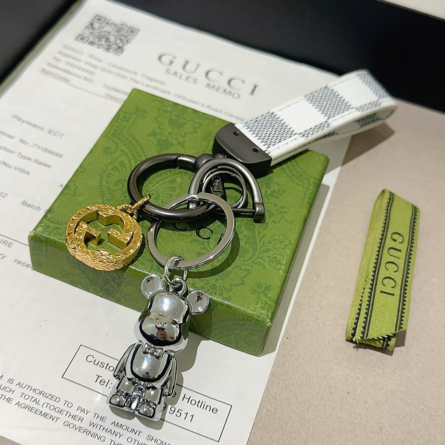 Gucci Keychain Bag Clasp - Anger Forest - Double G Classic Design