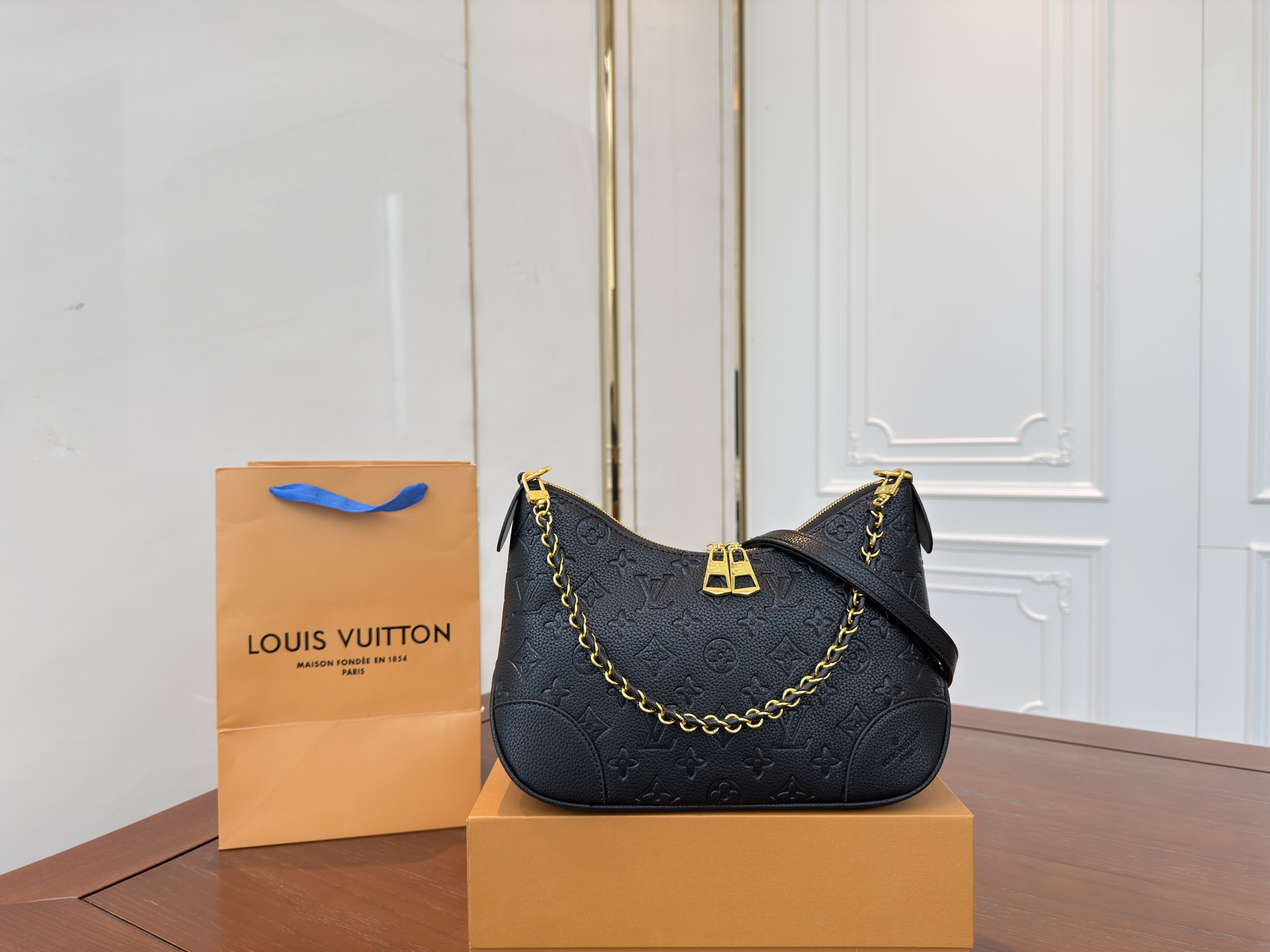 Lv embossed croissant shoulder crossbody underarm bag