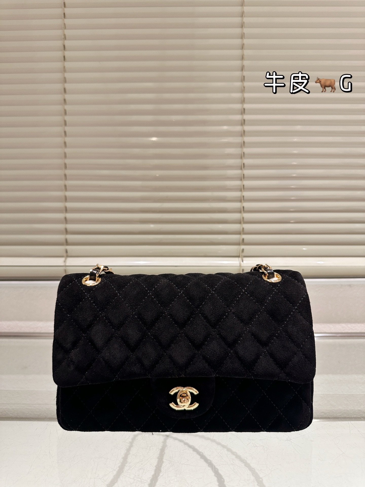 CHANEL Leather Fur CF Metal Handle shoulder bag