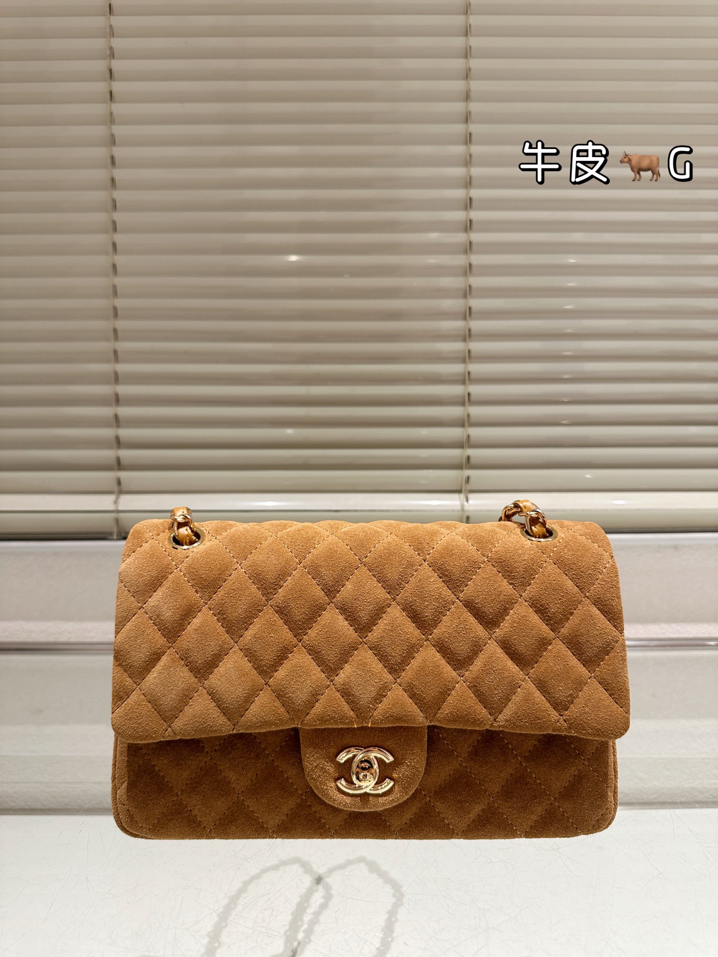 CHANEL Leather Fur CF Metal Handle shoulder bag