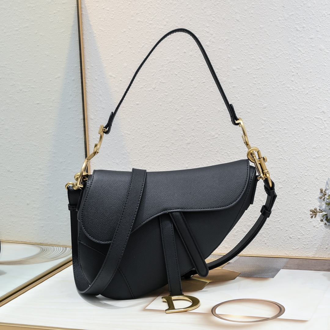 Christian Dior Grained Calfskin Mini Saddle Bag