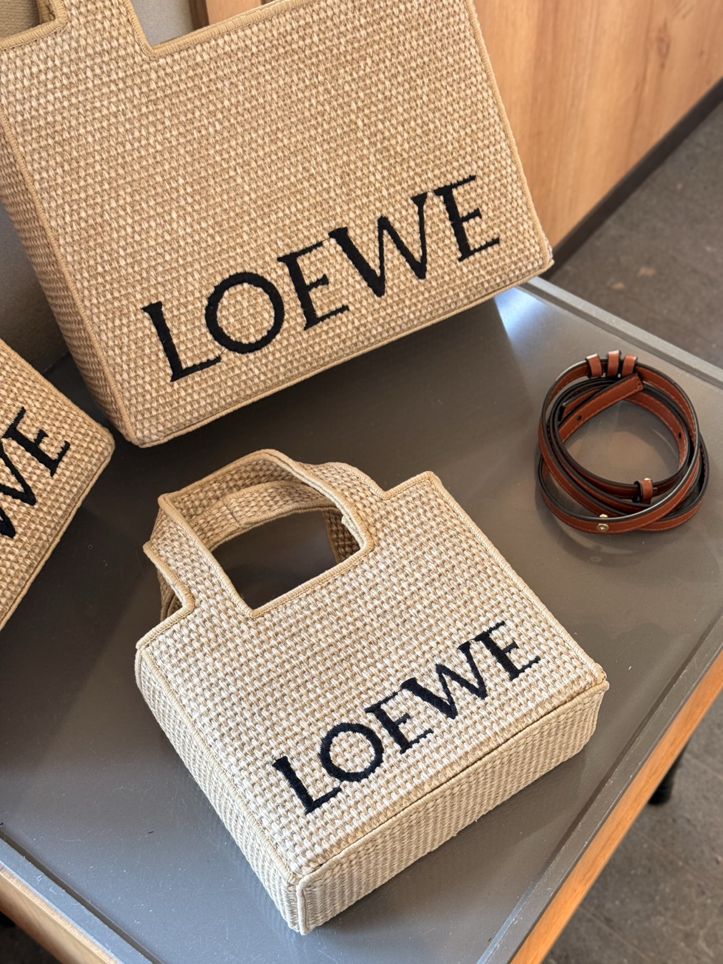 Loewe Anagram Basket  bag Embroidered Woven Shopping Bag