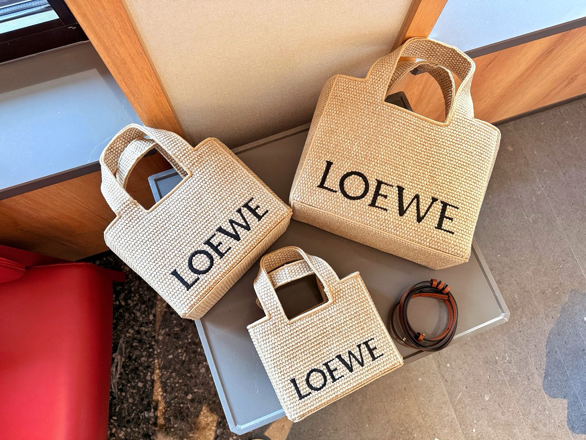 Loewe Anagram Basket  bag Embroidered Woven Shopping Bag