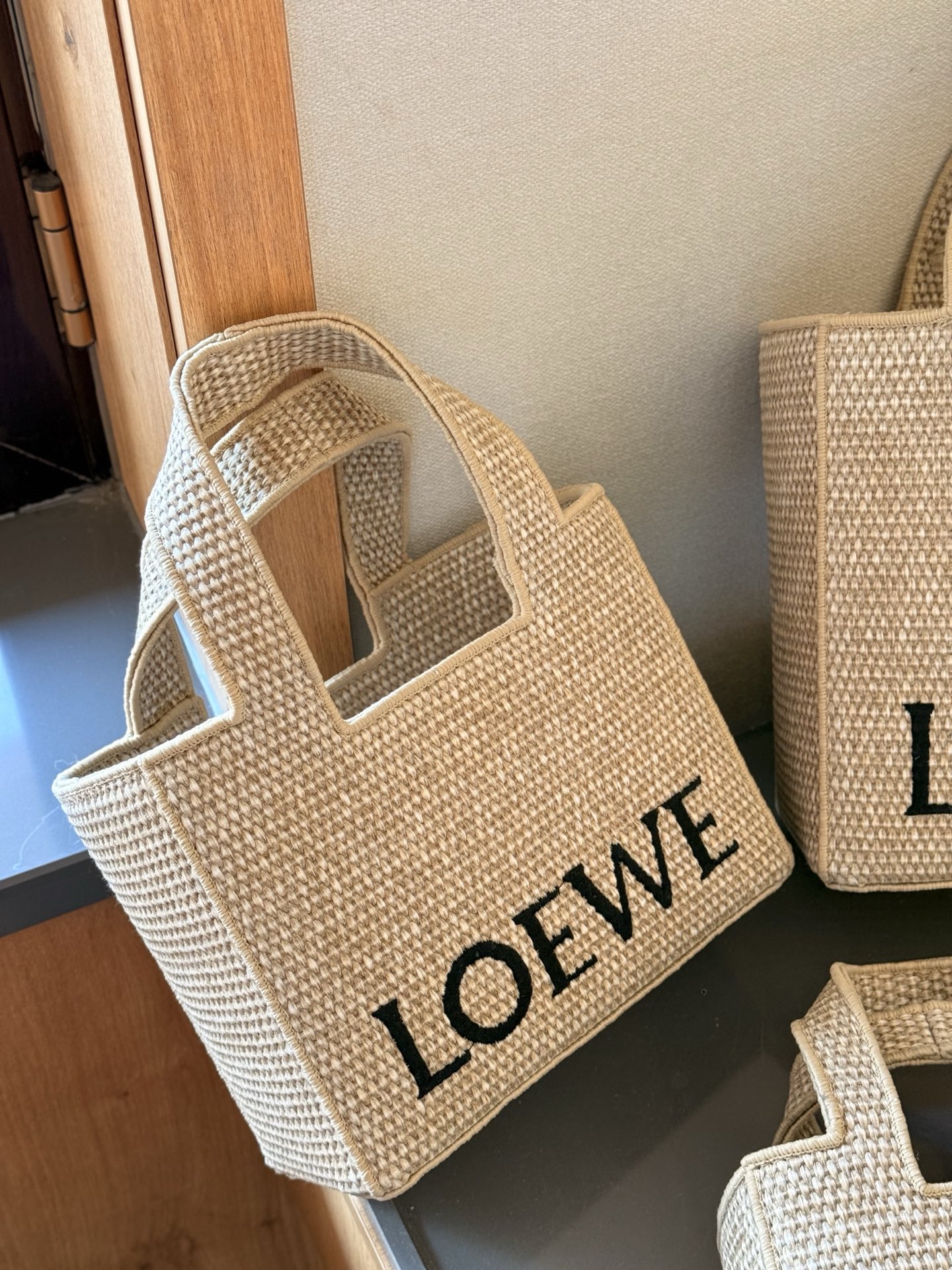Loewe Anagram Basket  bag Embroidered Woven Shopping Bag