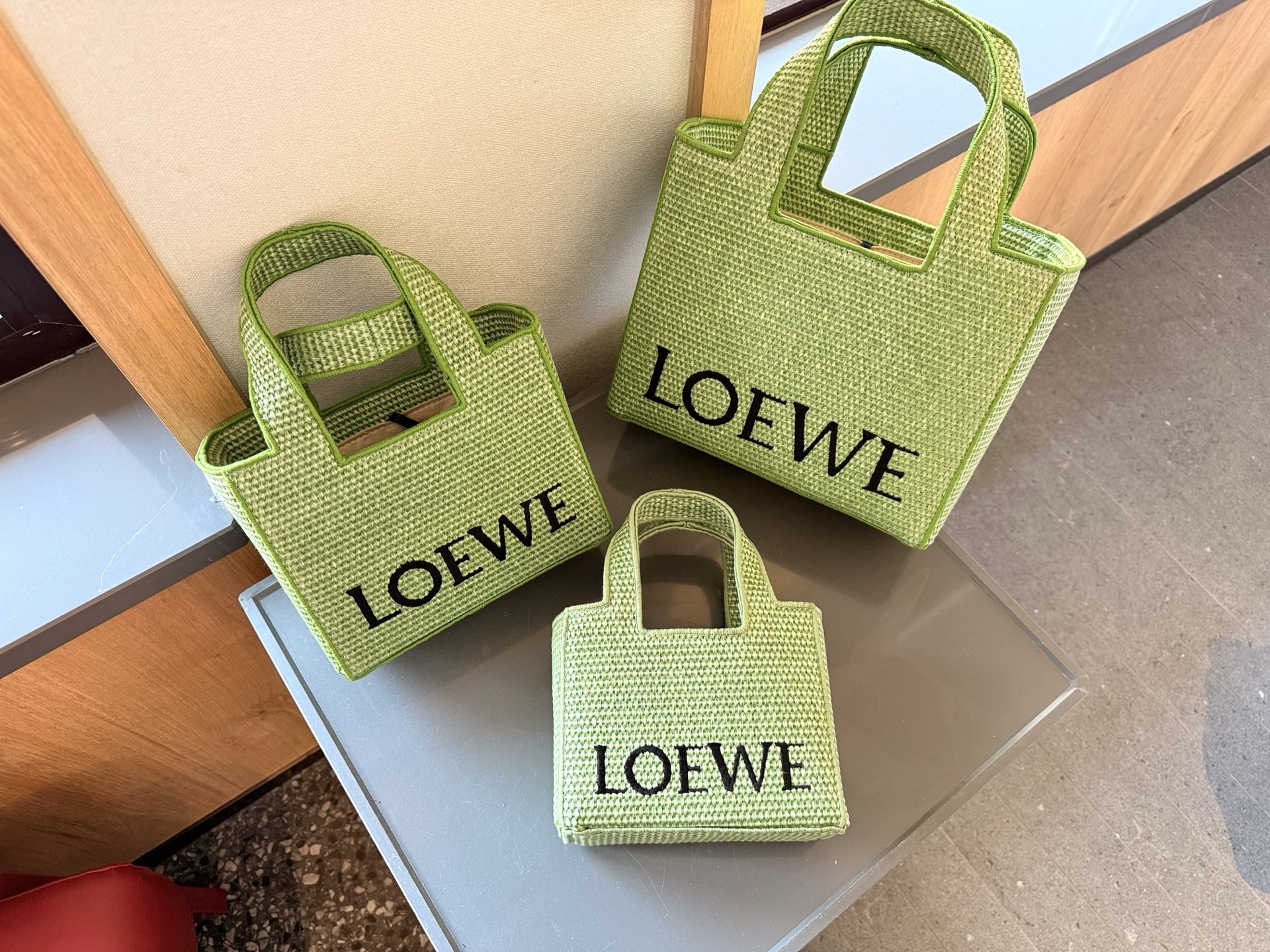 Loewe Anagram Basket  bag Embroidered Woven Shopping Bag