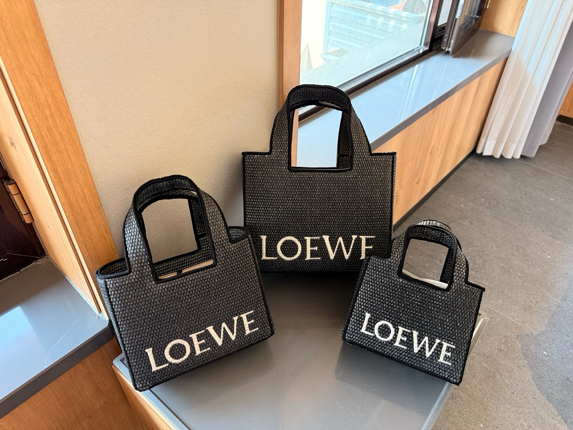 Loewe Anagram Basket  bag Embroidered Woven Shopping Bag