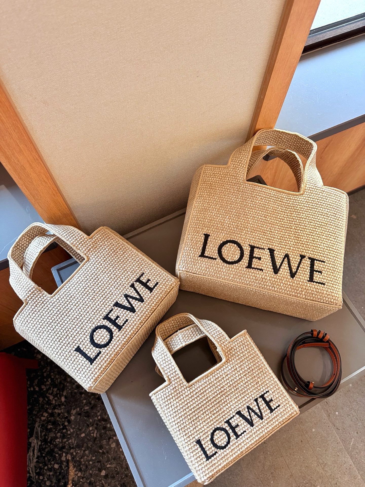 Loewe Anagram Basket  bag Embroidered Woven Shopping Bag