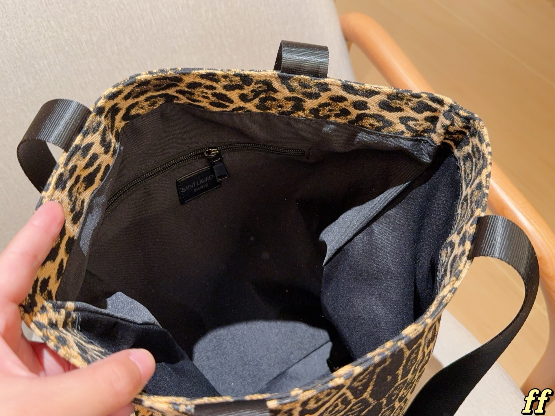 YSL Leopard-print canvas shopping bag