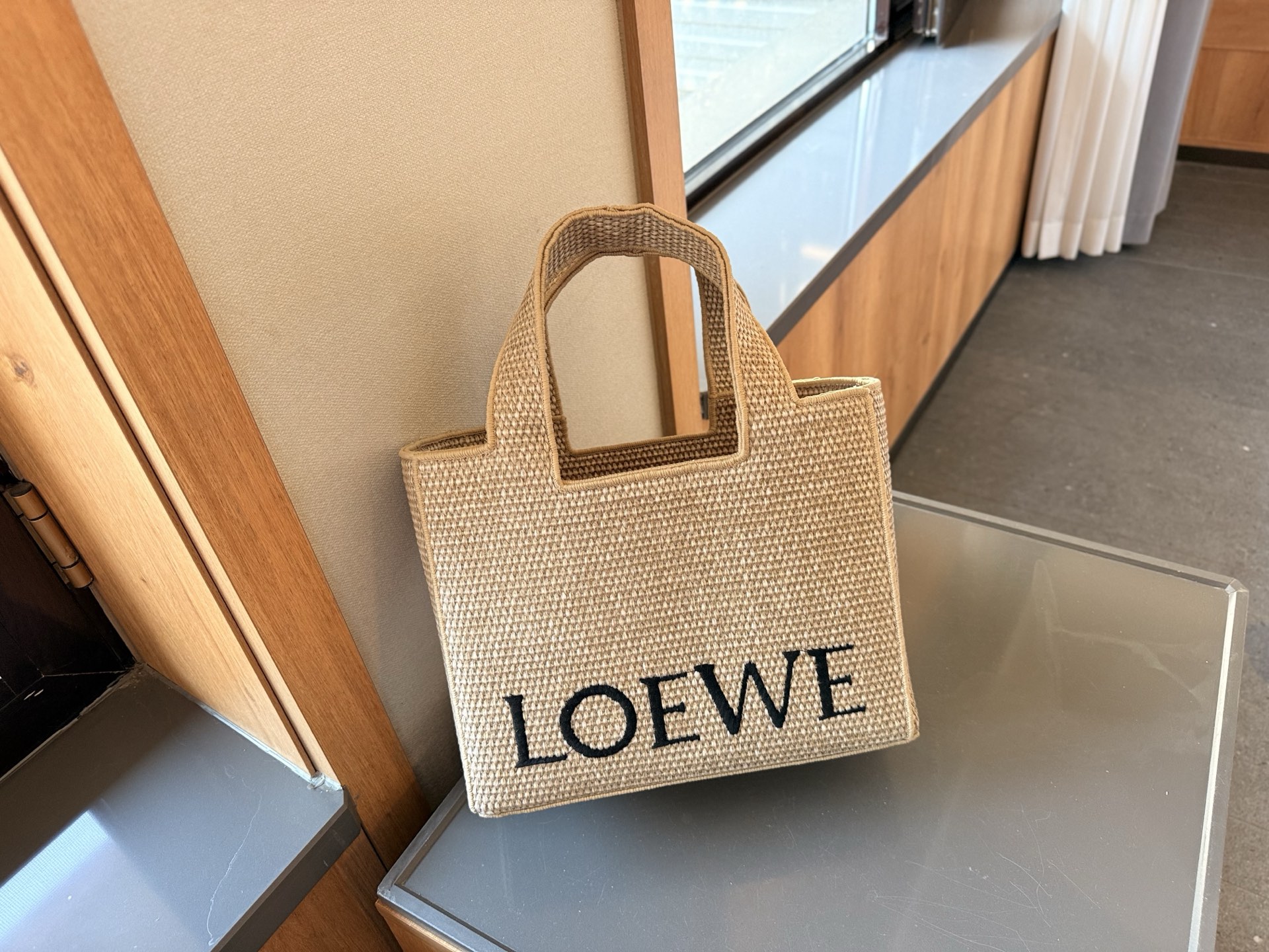 Loewe Anagram Basket  bag Embroidered Woven Shopping Bag