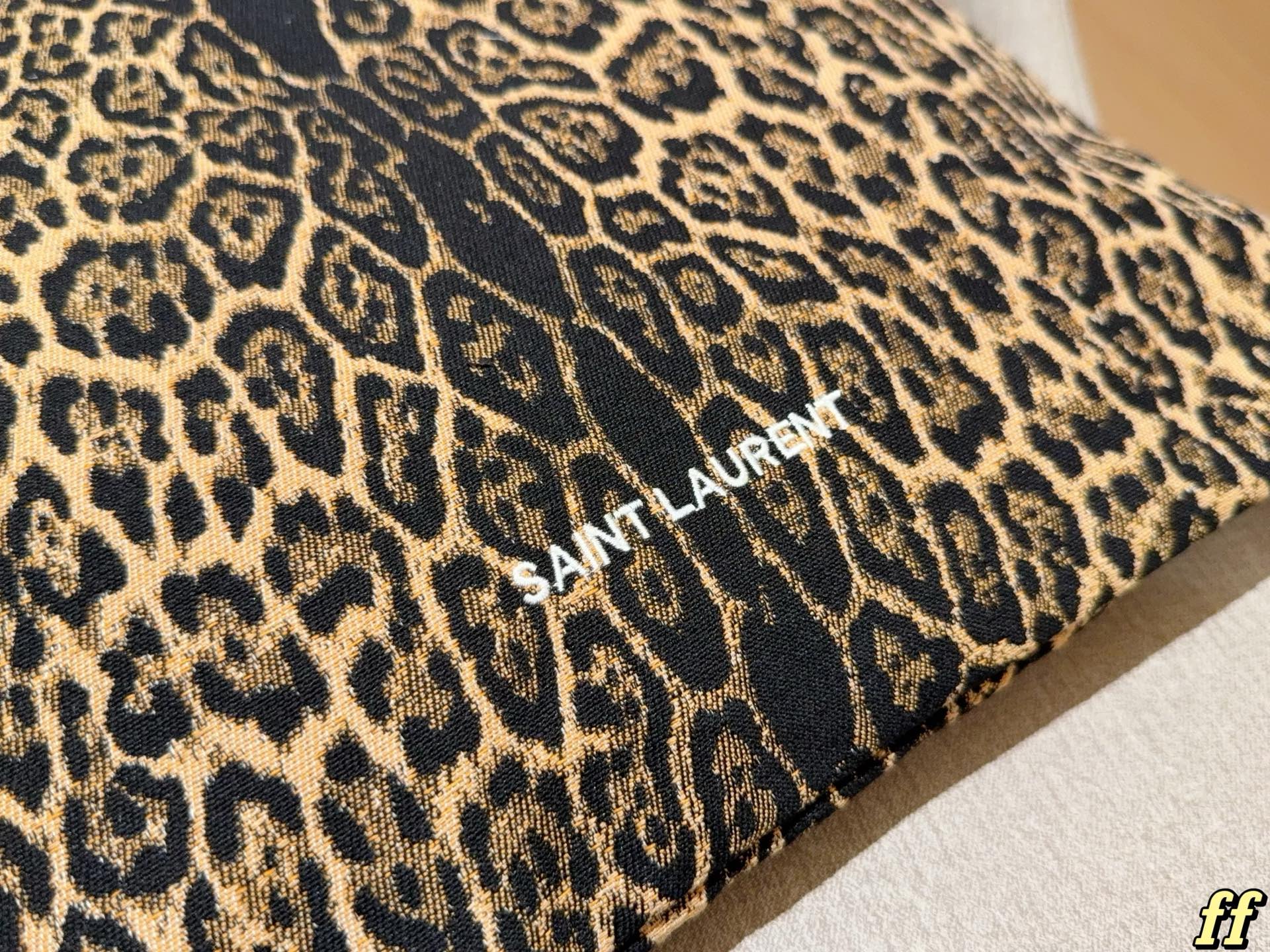 YSL Leopard-print canvas shopping bag