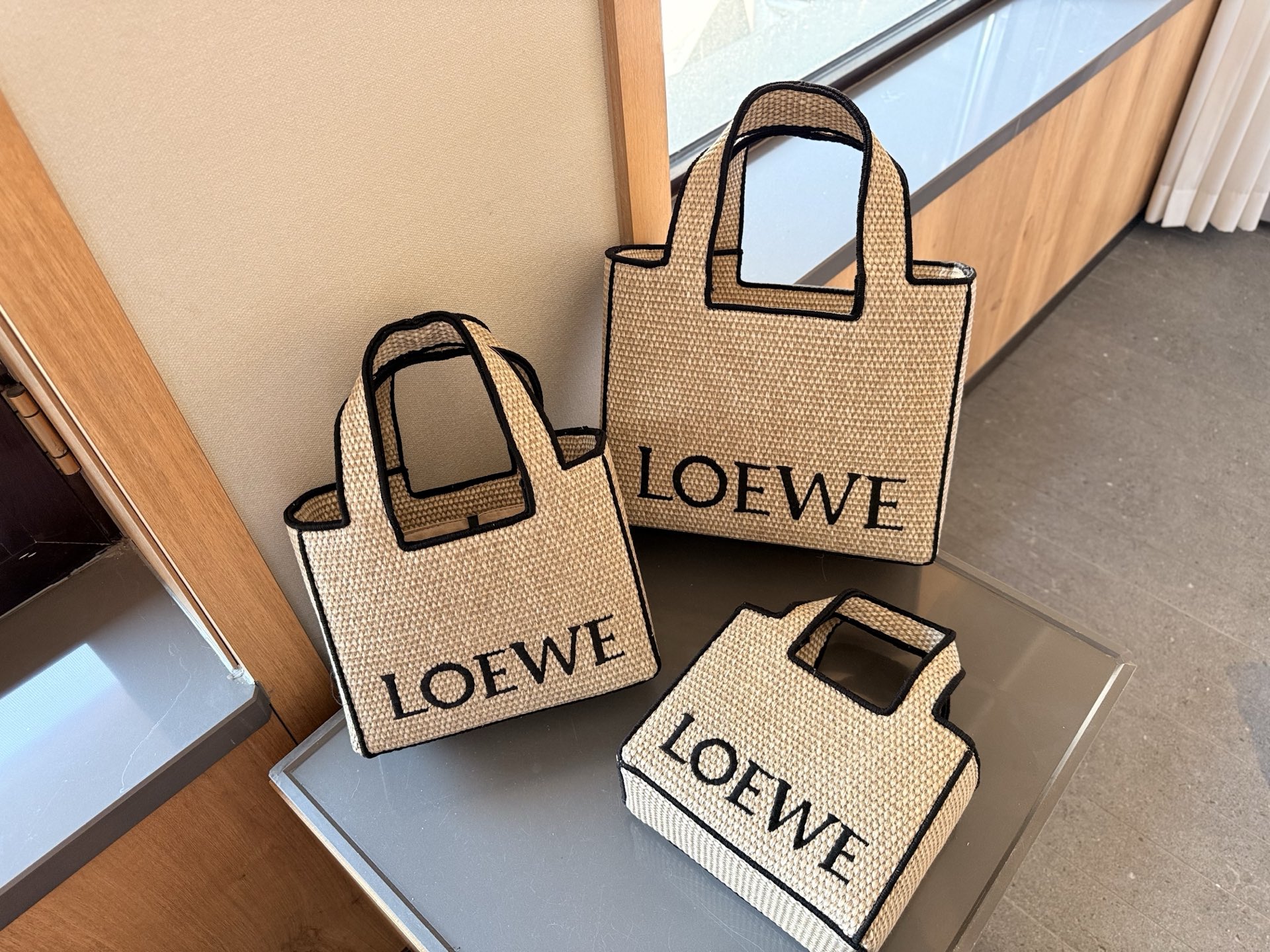 Loewe Anagram Basket  bag Embroidered Woven Shopping Bag