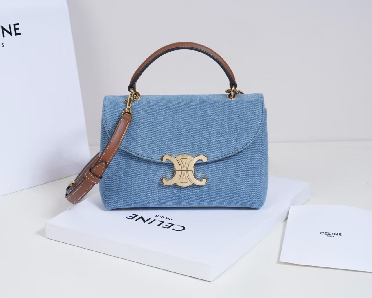 Top version Celine leather nino shoulder bag