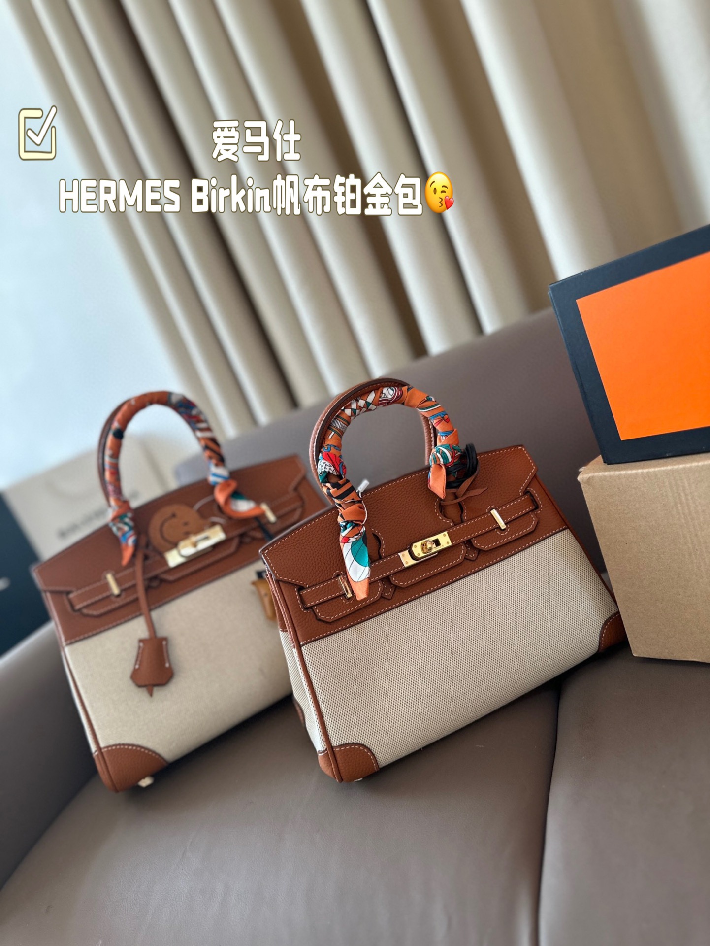 HERMES Birkin Canvas platinum bag