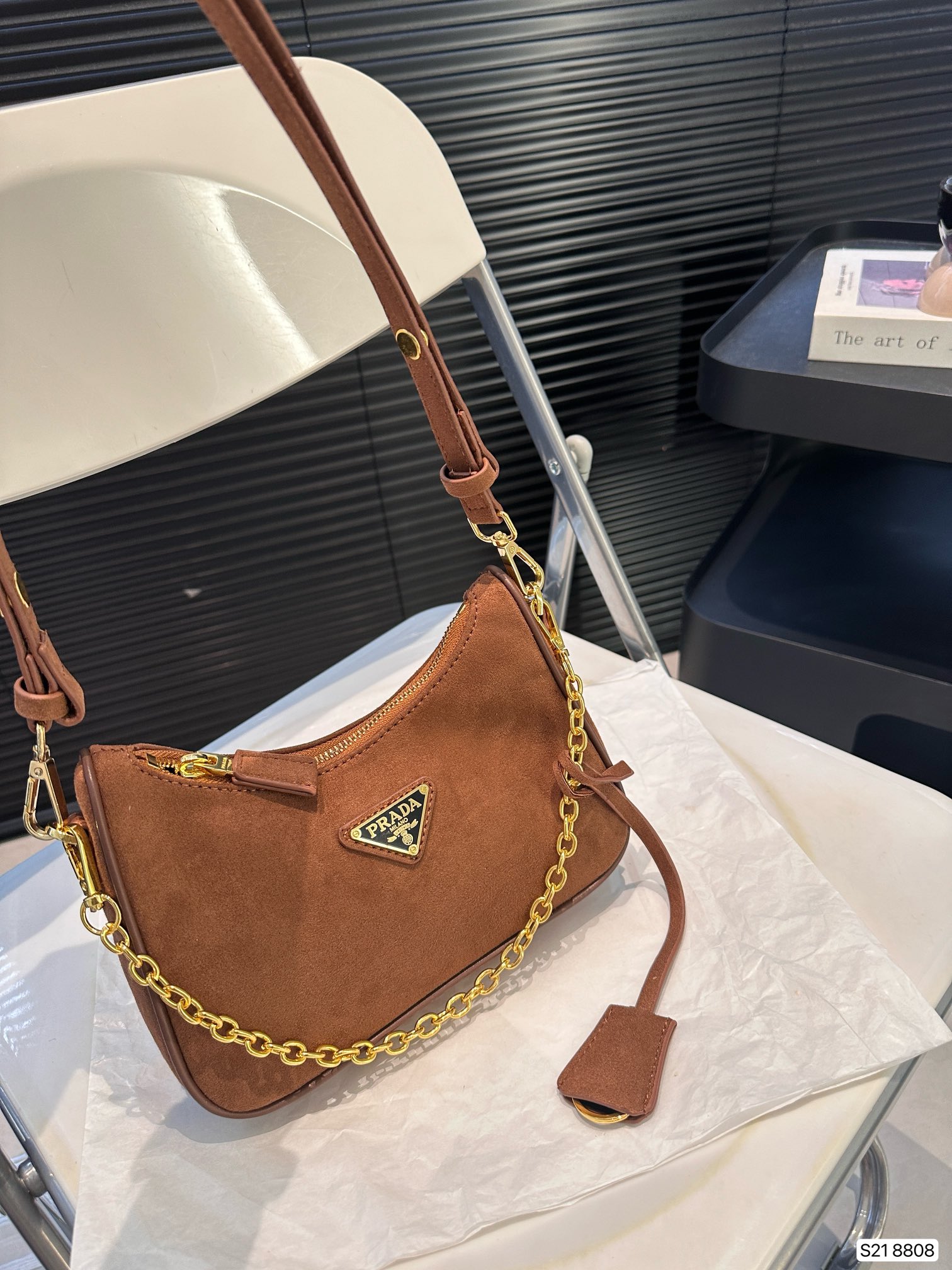 Prada hobo chain bag suede crossbody bag