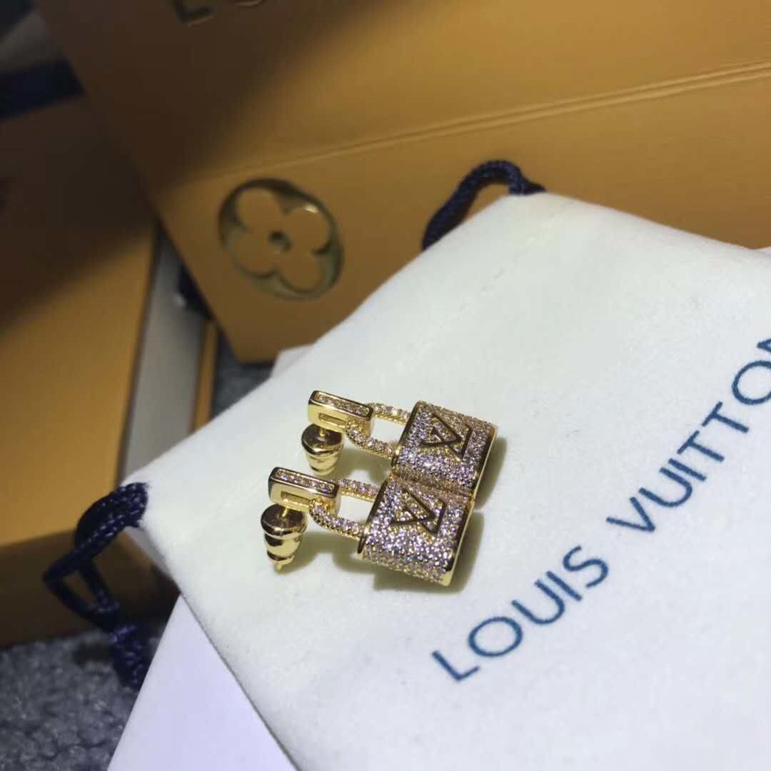 LV gold lock earrings
