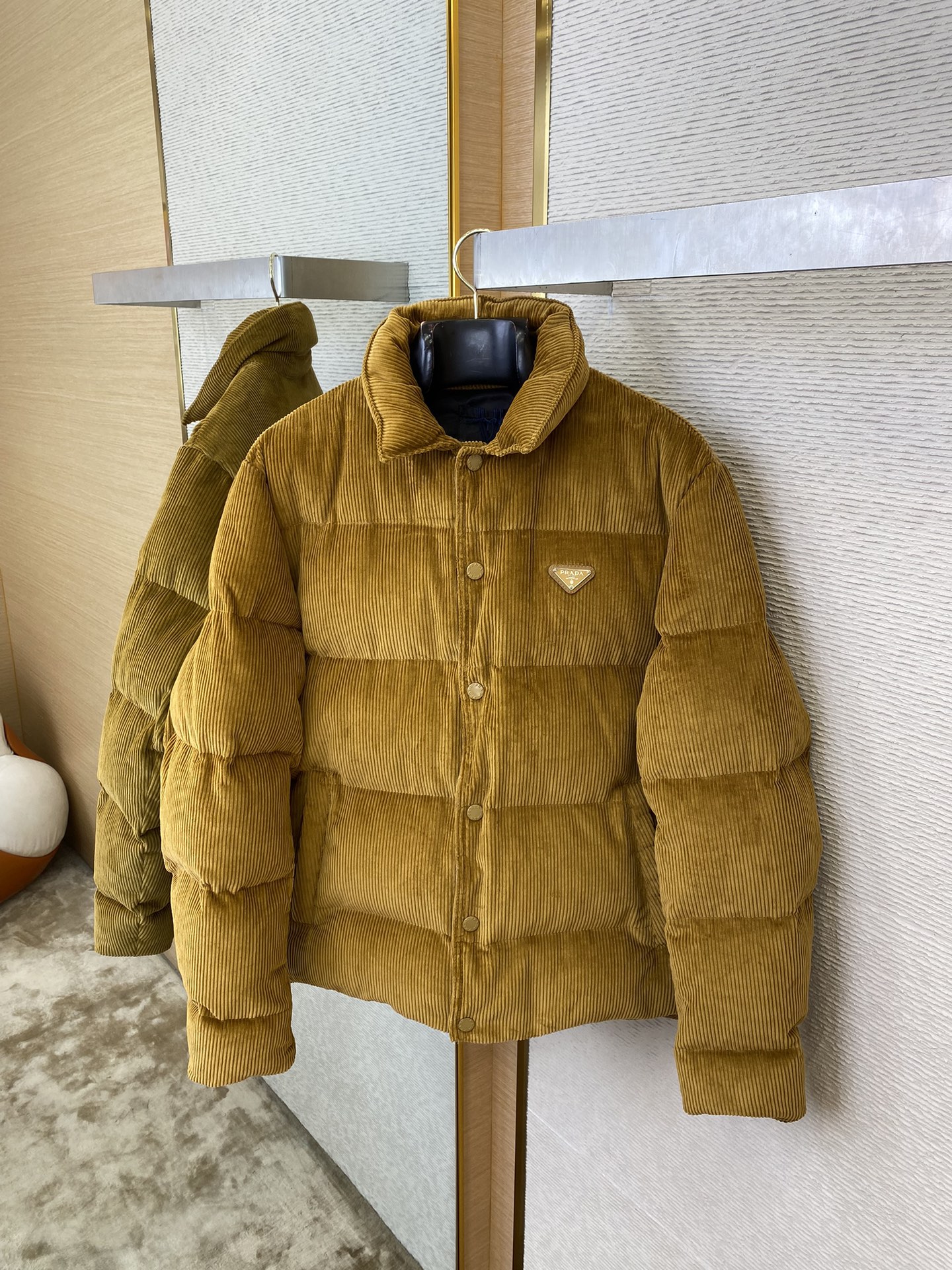 PRADA triangle logo corduroy jacket