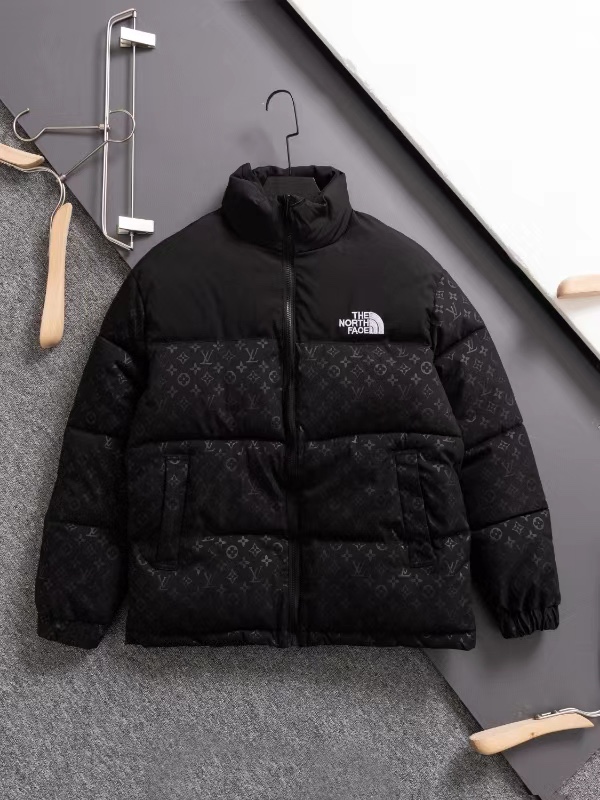 The North Face collaboration with Louis Vuitton (LV) in a cotton jacket.