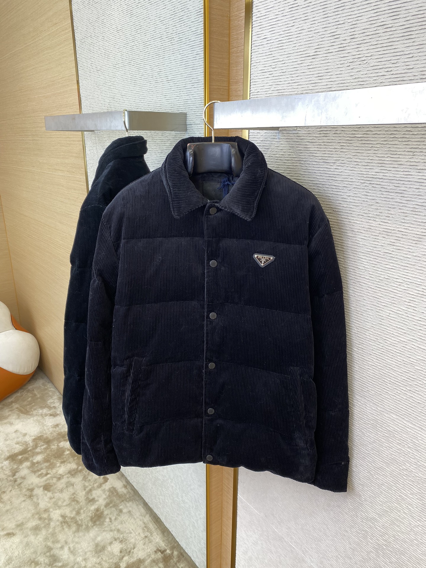 PRADA triangle logo corduroy jacket