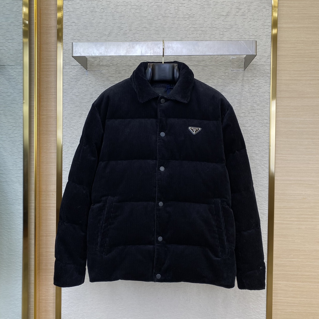 PRADA triangle logo corduroy jacket