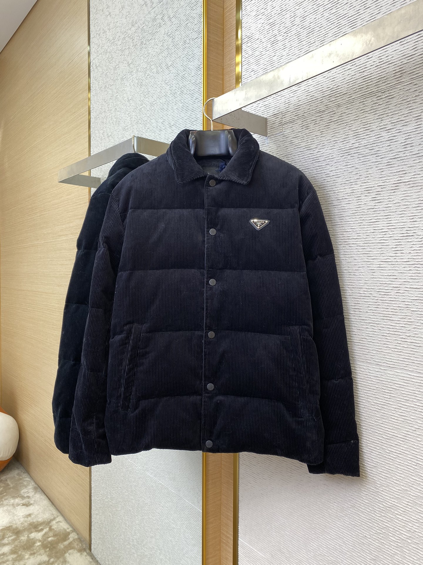 PRADA triangle logo corduroy jacket