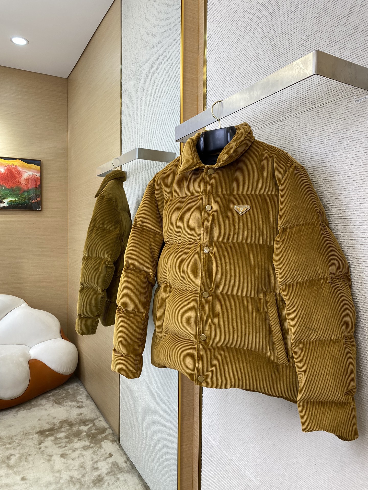 PRADA triangle logo corduroy jacket