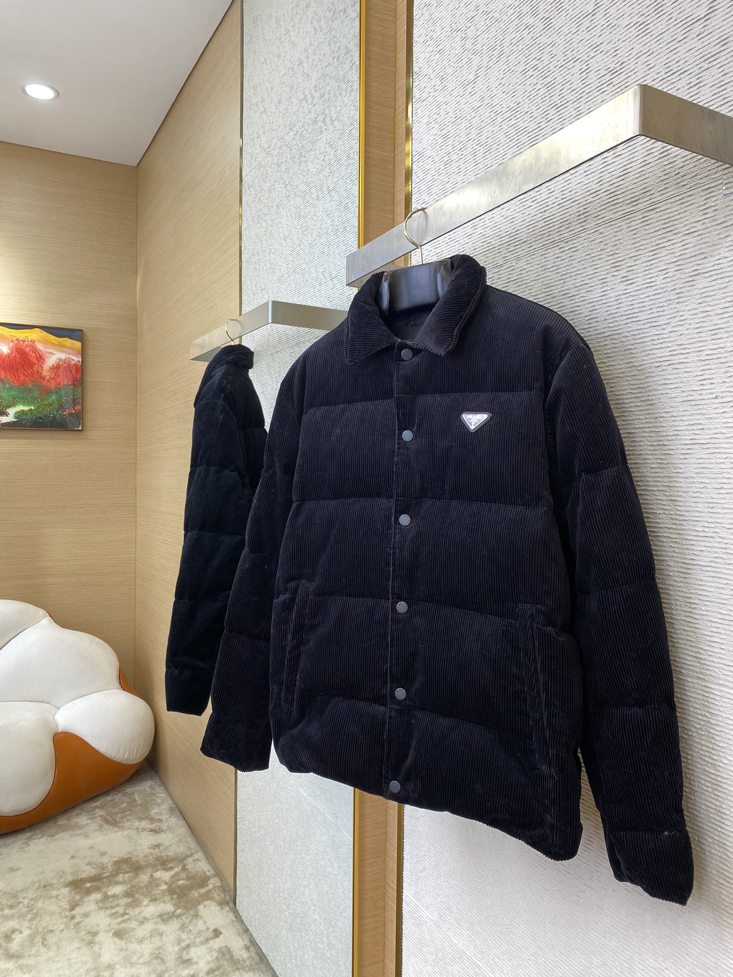 PRADA triangle logo corduroy jacket