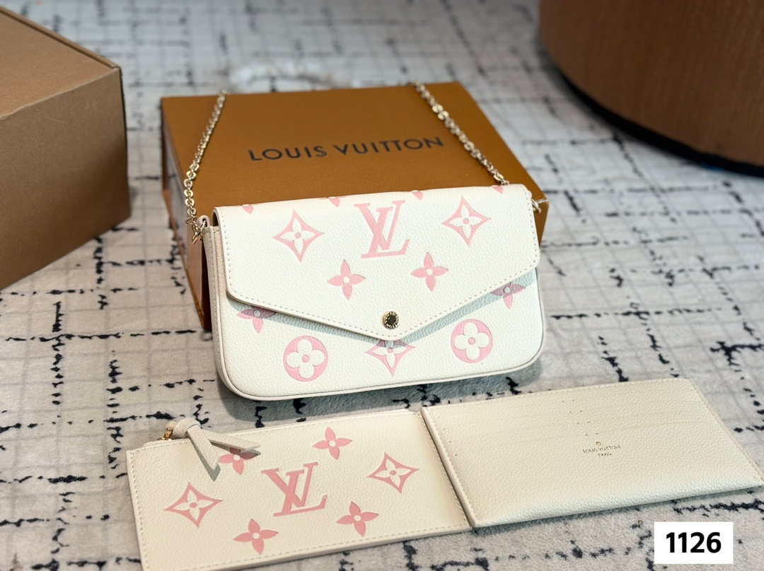 LV metal chain bag three piece set bag