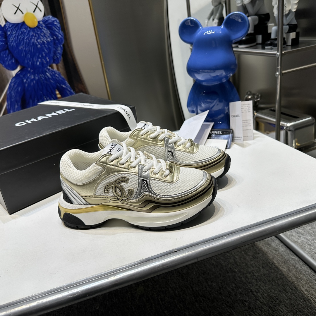 CHANEL Gold Horn King Silver Horn King classic sneakers