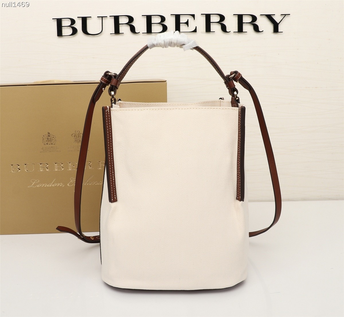 Burberry equestrian-style cotton canvas bucket bag