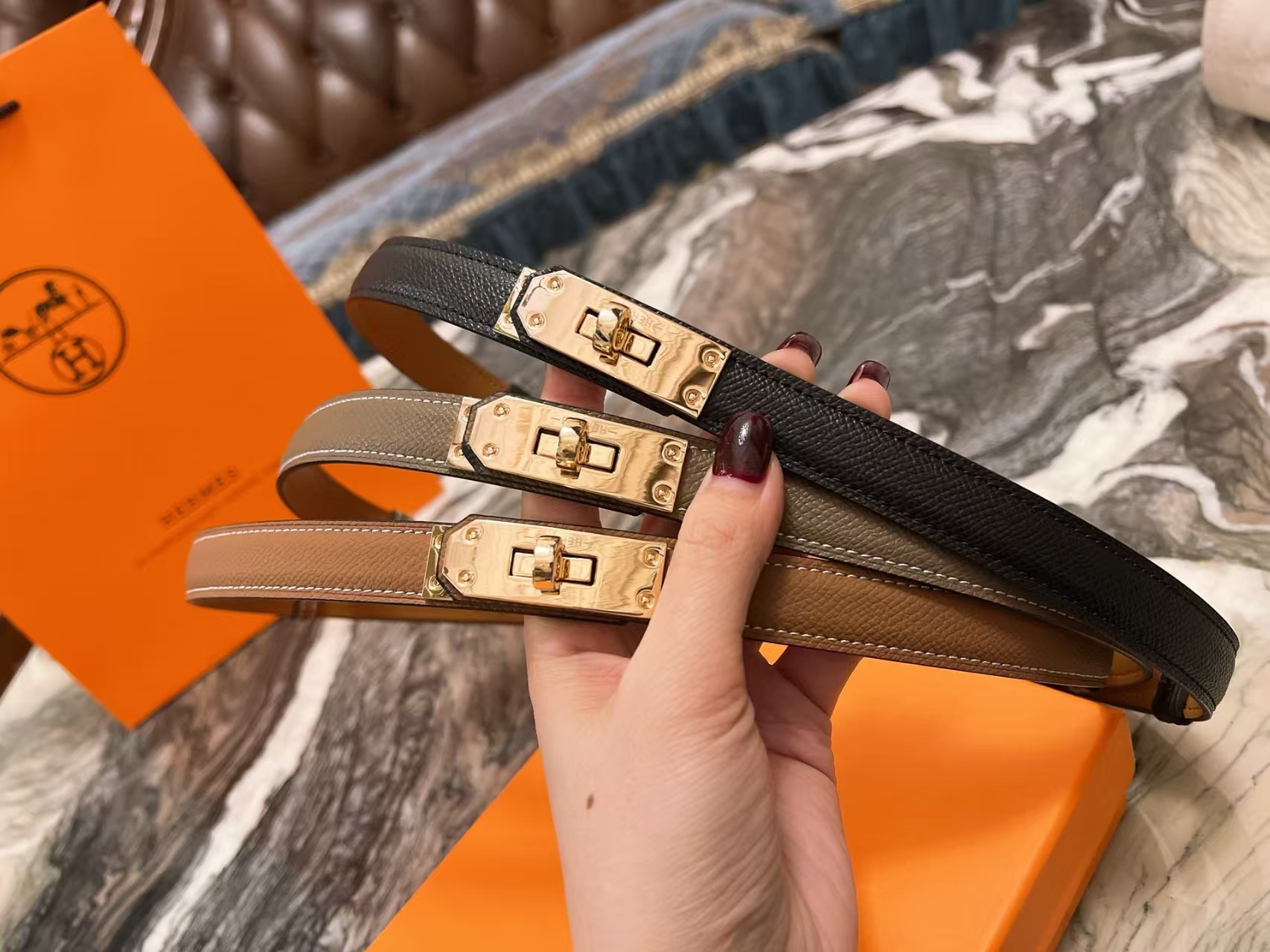 Hermes Epsom belt with Kelly buckle