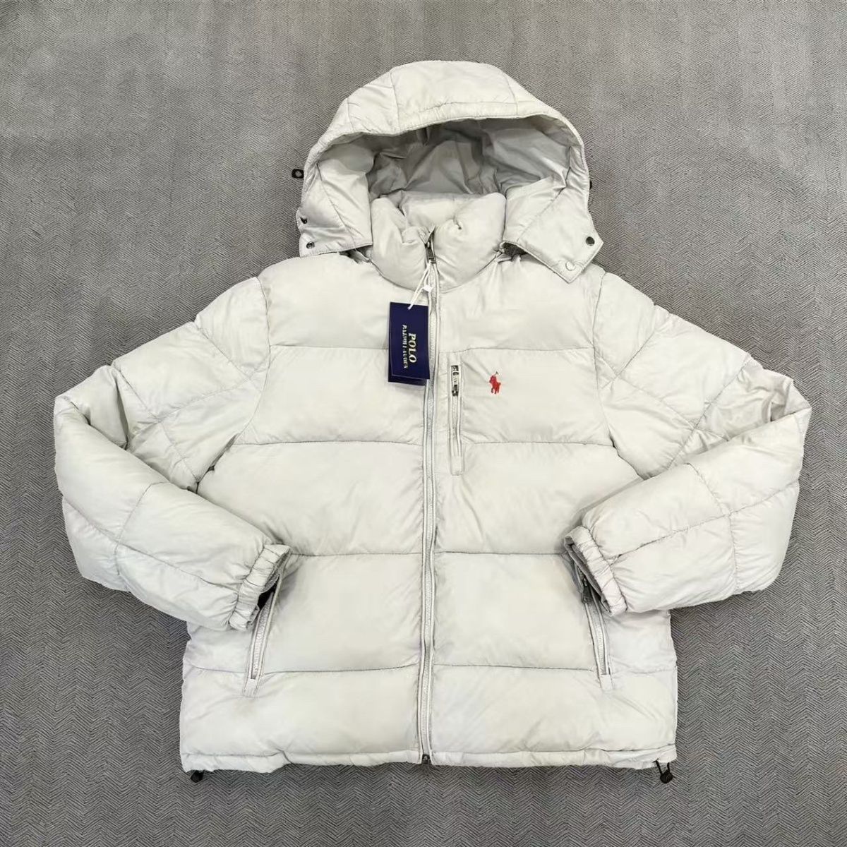 Unisex Ralph Lauren hooded embroidered down jacket