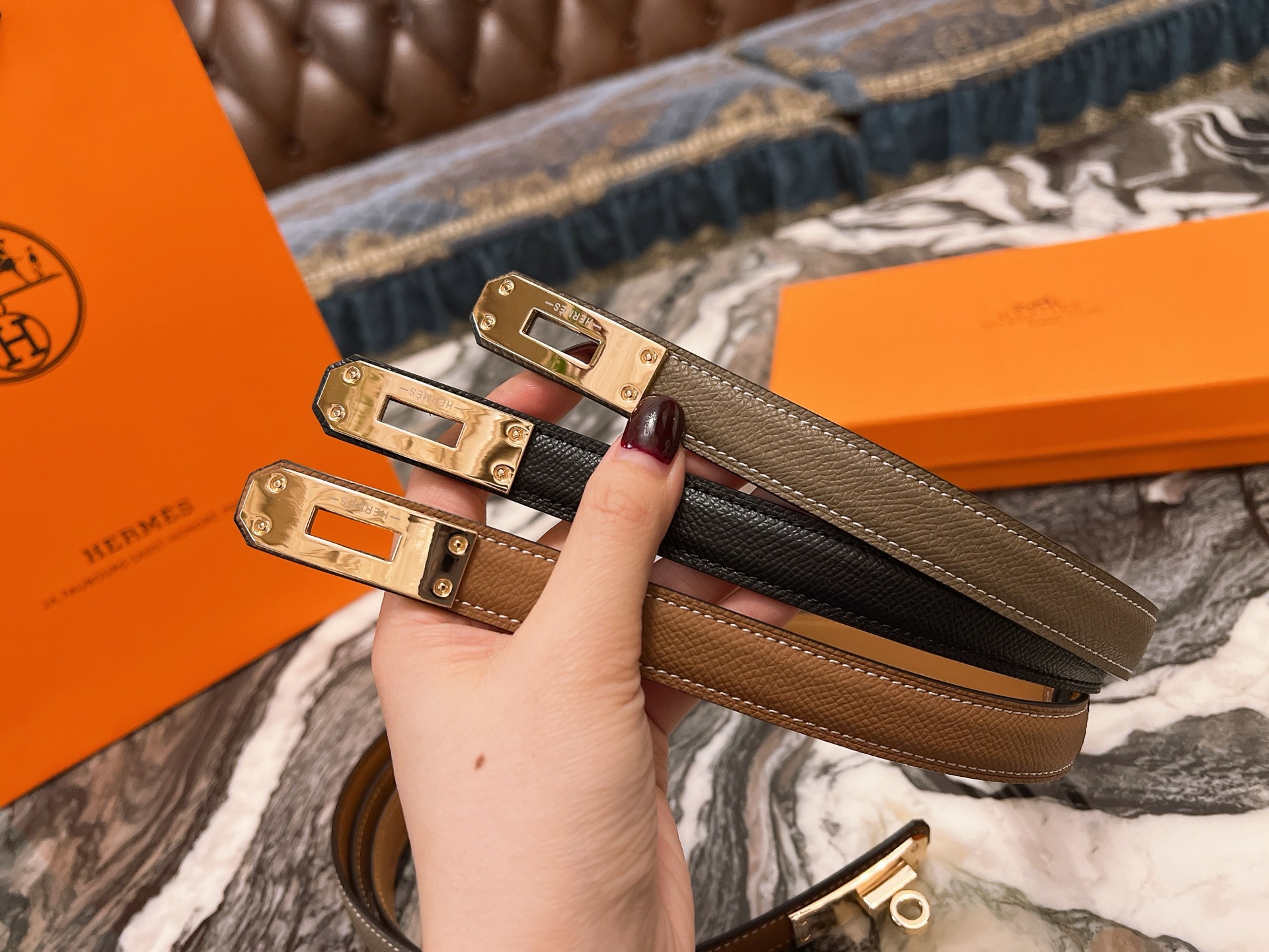 Hermes Epsom belt with Kelly buckle