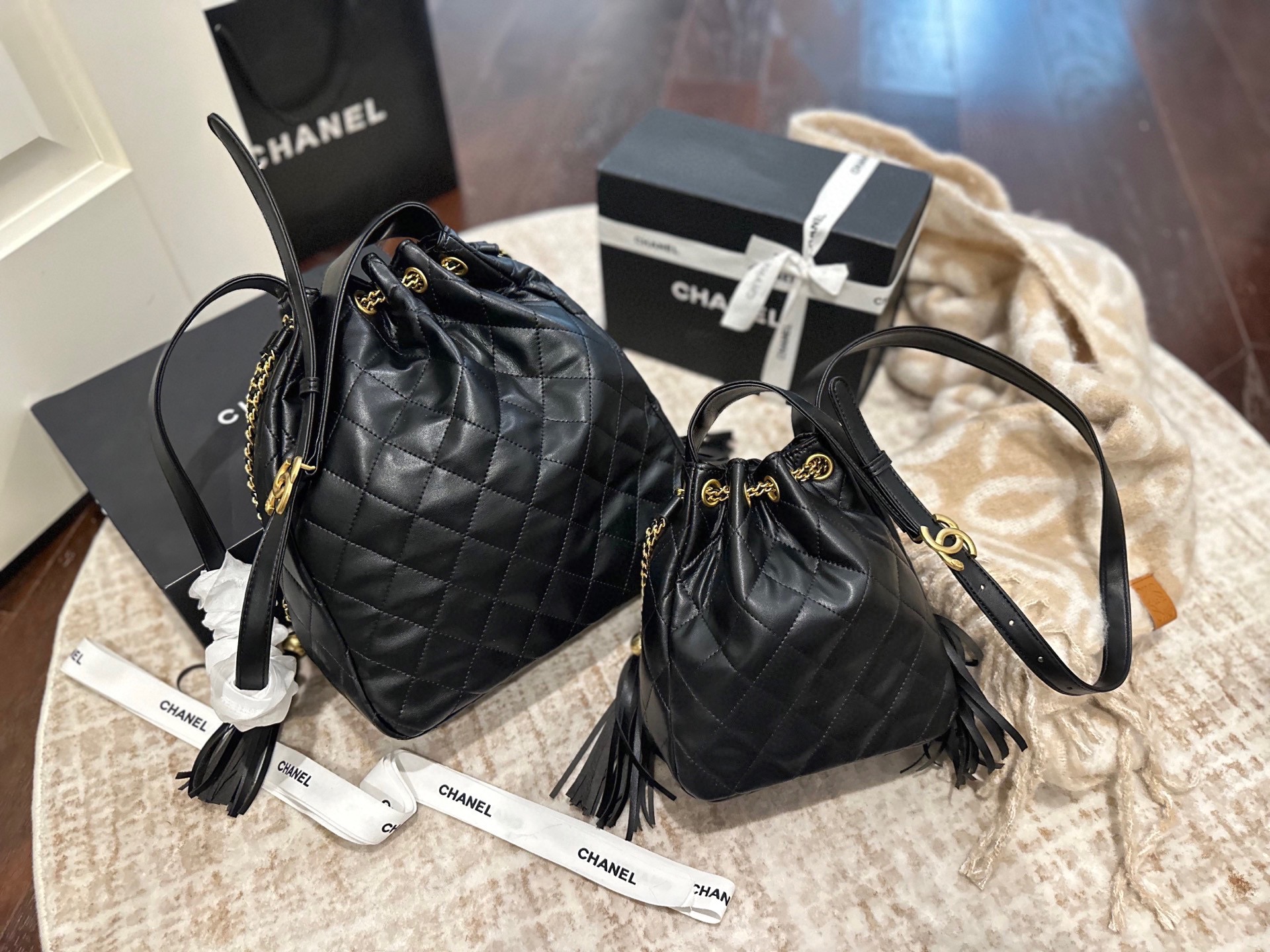 Chanel 25A Fringe Bucket Bag