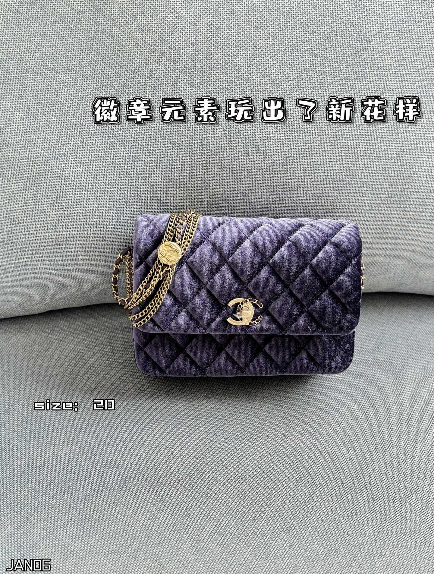 Chanel Velvet Gold Coin Chain Bag