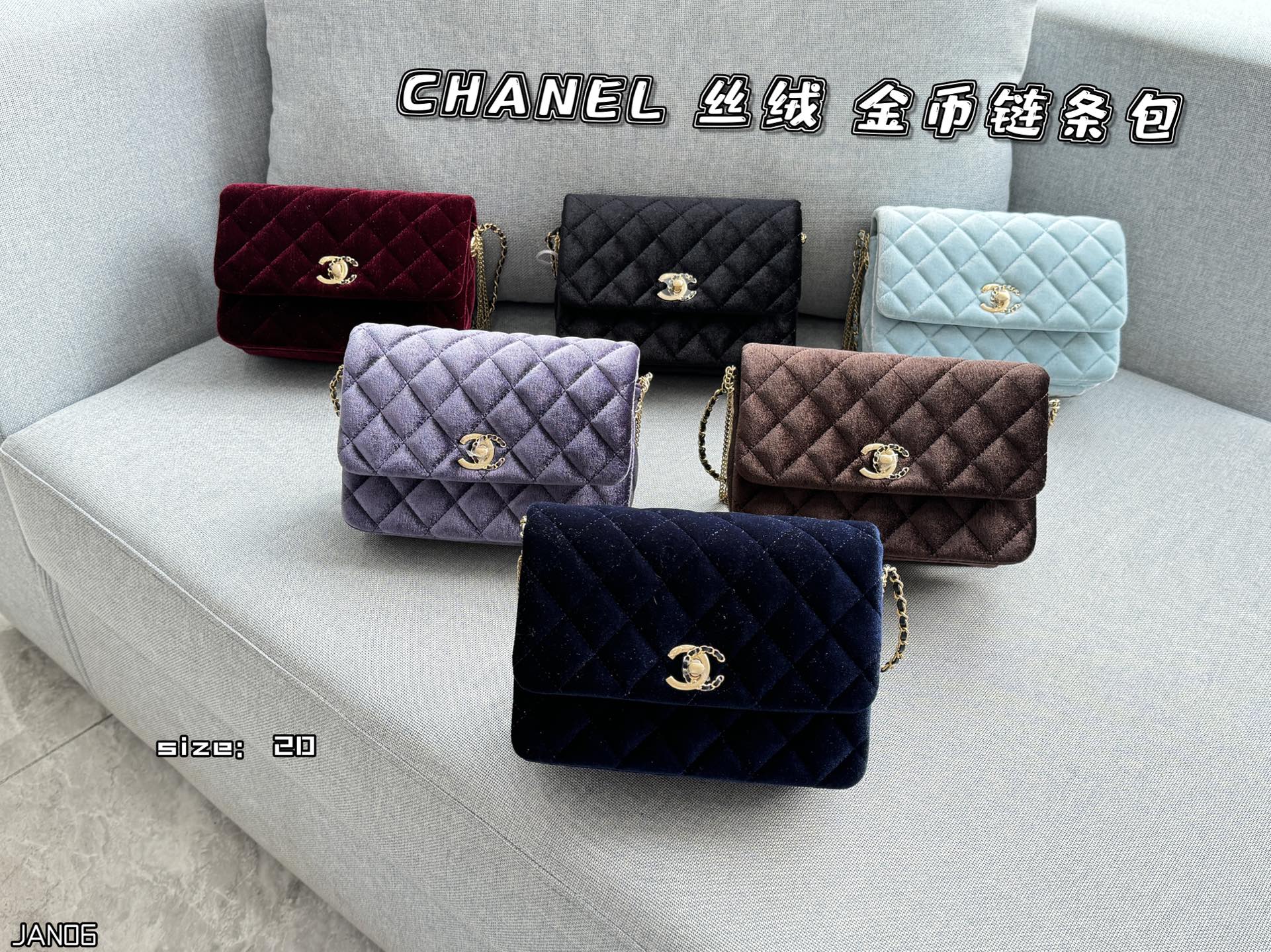 Chanel Velvet Gold Coin Chain Bag