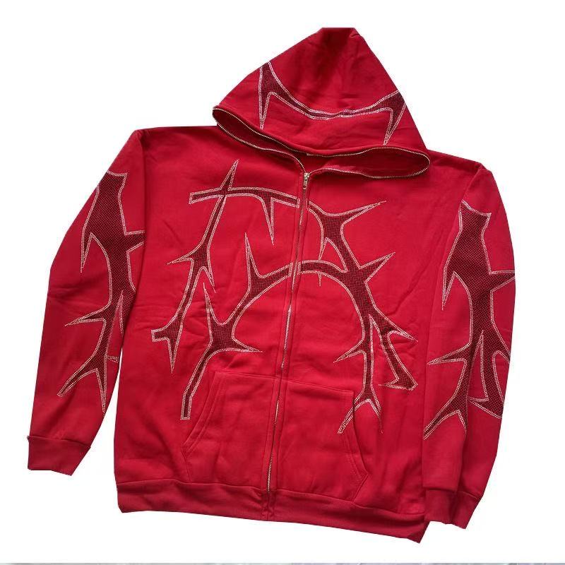 THORN RHINESTONE ZIP HOODIE