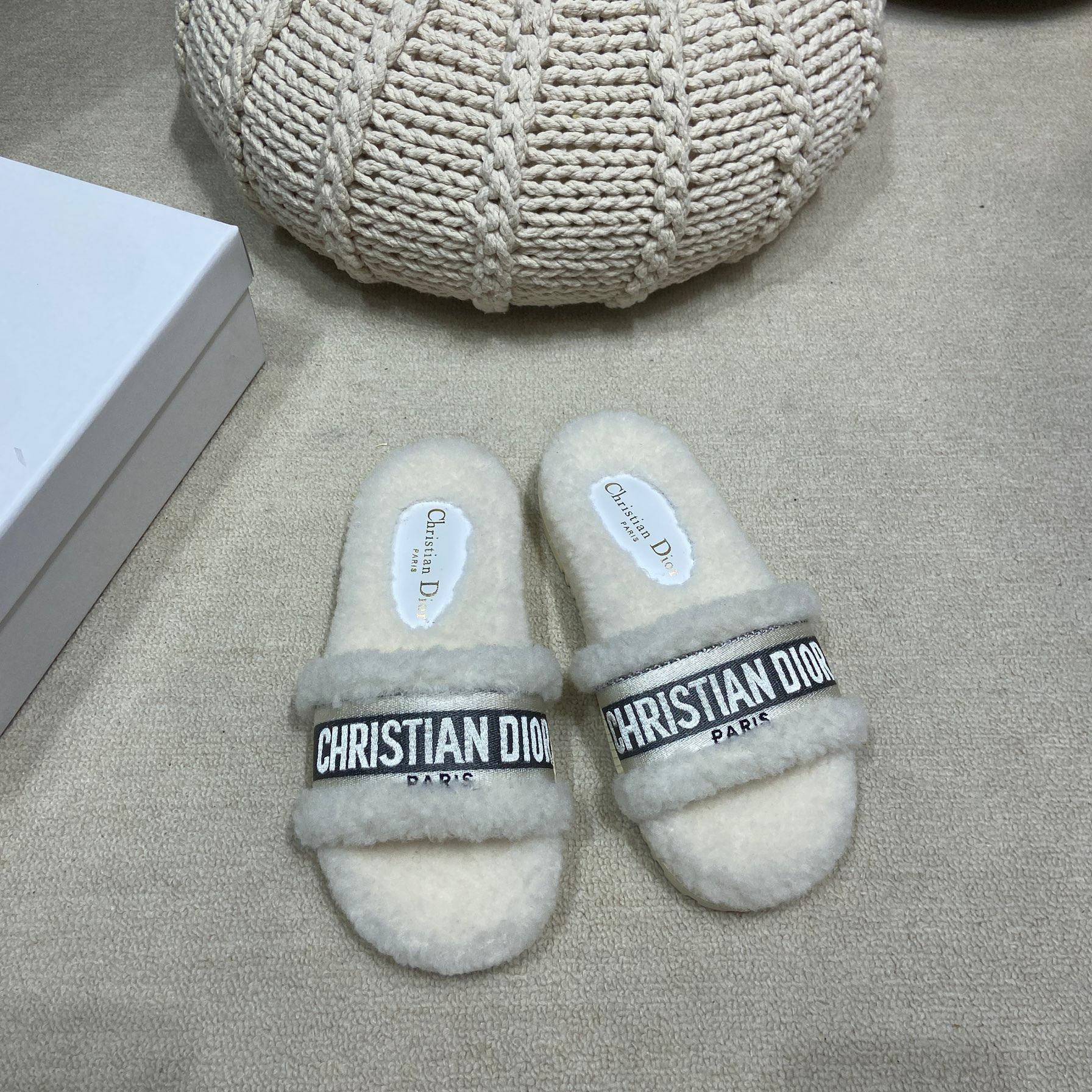 Dior fur slippers