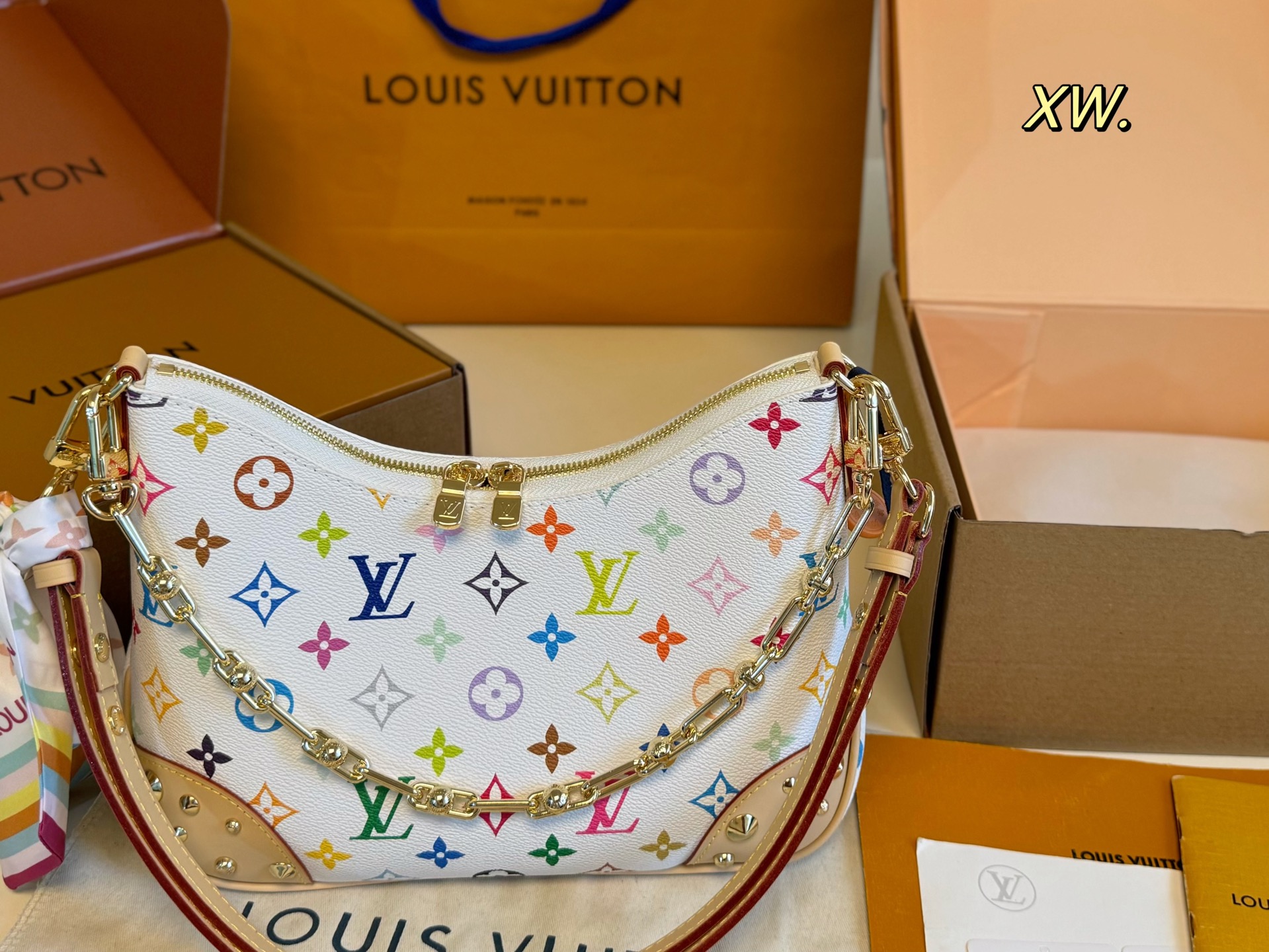 LV Louis Vuitton Boulogne Studded Vintage Croissant Bag